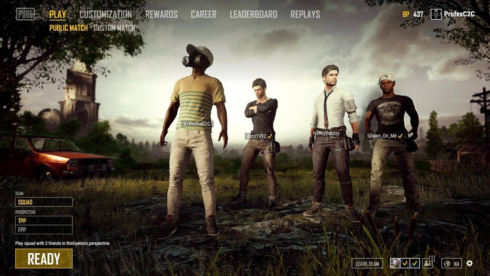 PUBG, grassy field, red car, HD Desktop Wallpaper