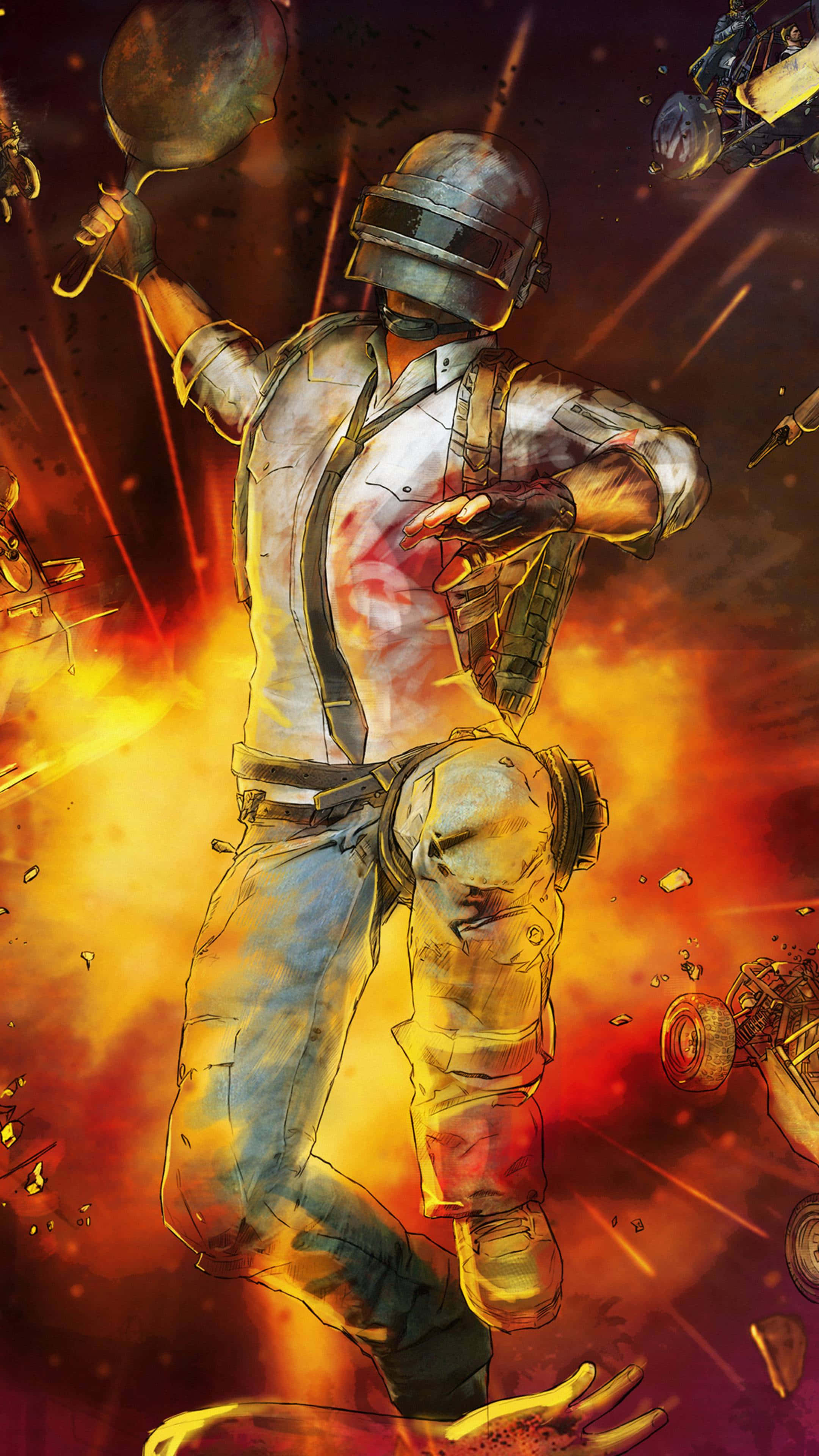 PUBG Mobile, battle-worn soldier, helmet, 4K Phone Wallpaper