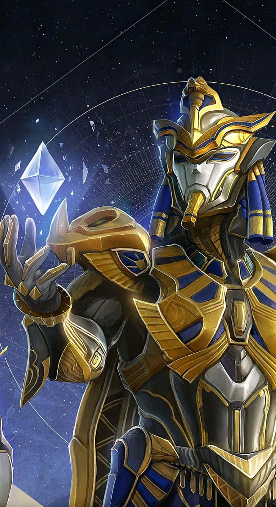 PUBG Mobile, golden and blue armored warrior, Egyptian headdress, HD Phone Wallpaper