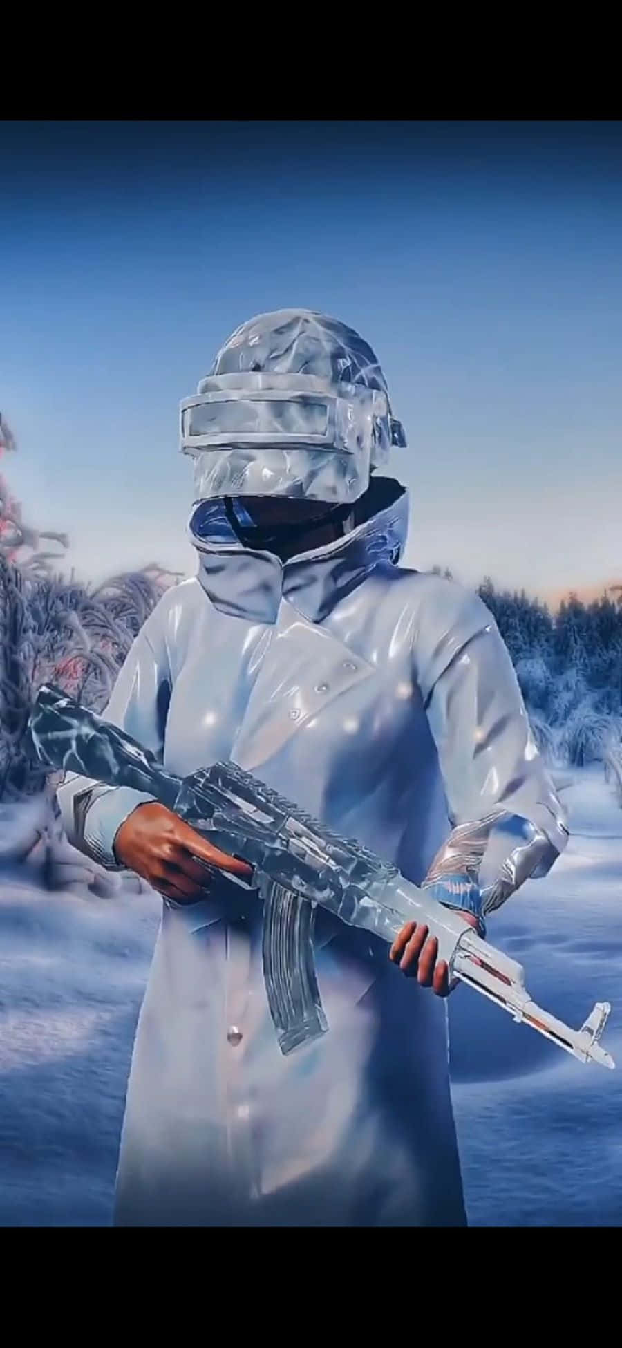 PUBG Mobile, translucent ice suit, frozen rifle, Full HD Phone Wallpaper