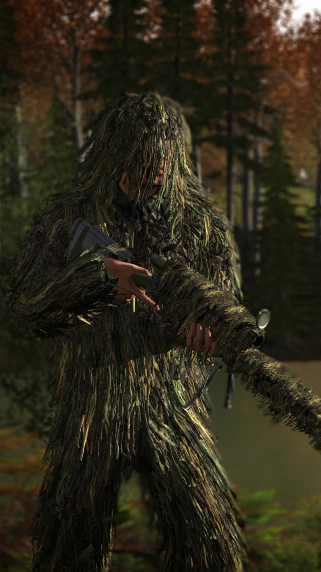 PUBG Mobile, ghillie suit, forest, Full HD Phone Wallpaper