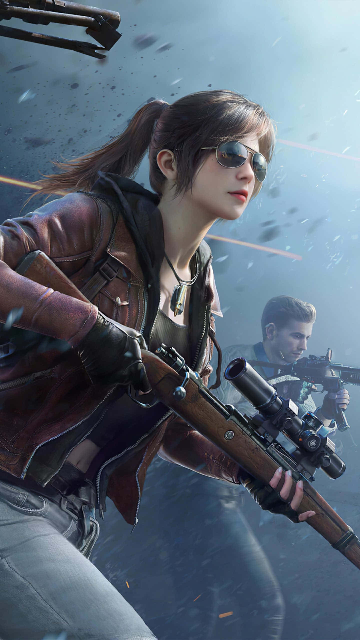 PUBG Girl Character, female soldier, sunglasses, 2K Phone Wallpaper
