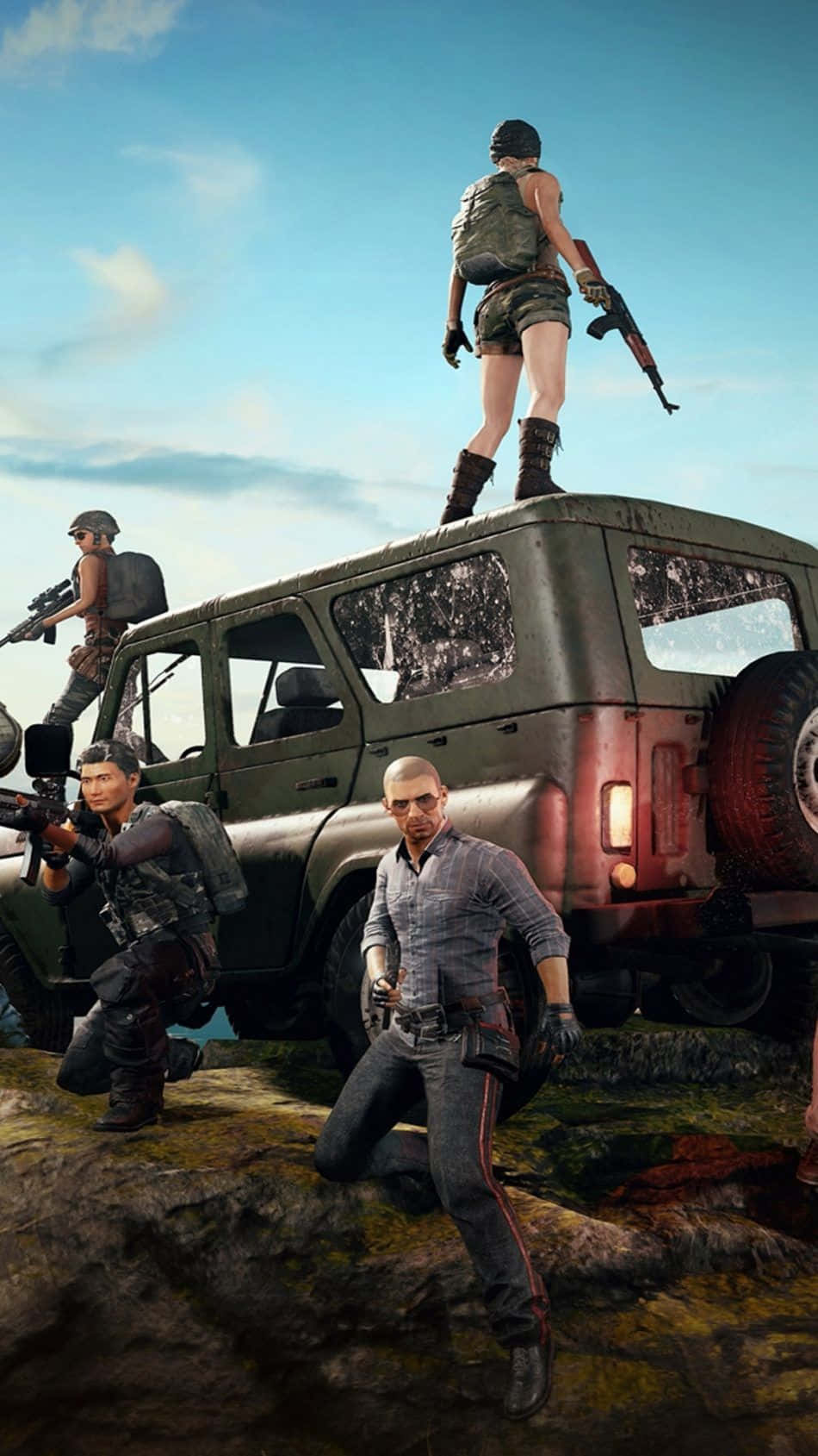 PUBG Mobile, tactical gear, military jeep, HD Phone Wallpaper