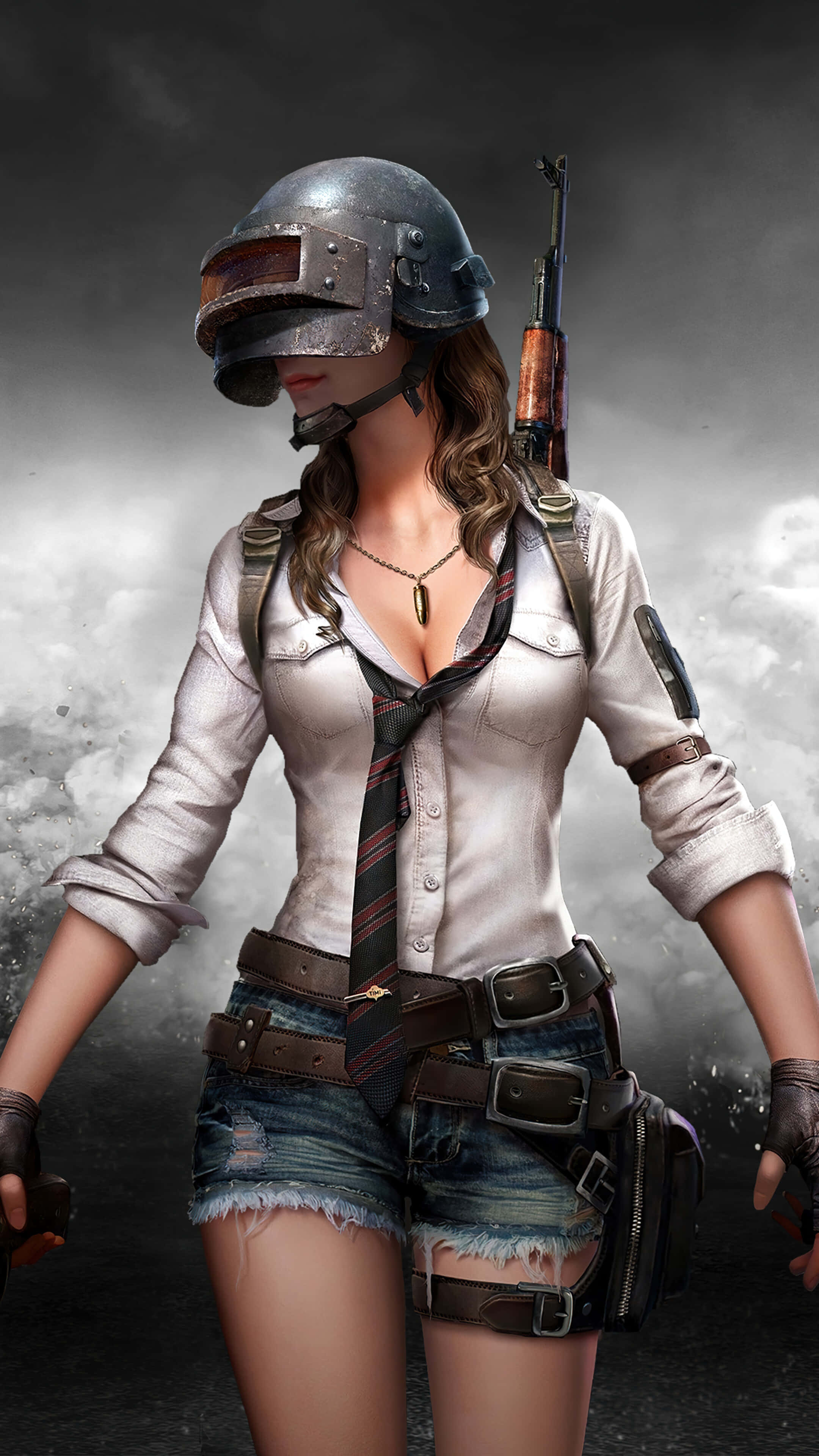 PUBG Girl, helmet, combat gear, 4K Phone Wallpaper