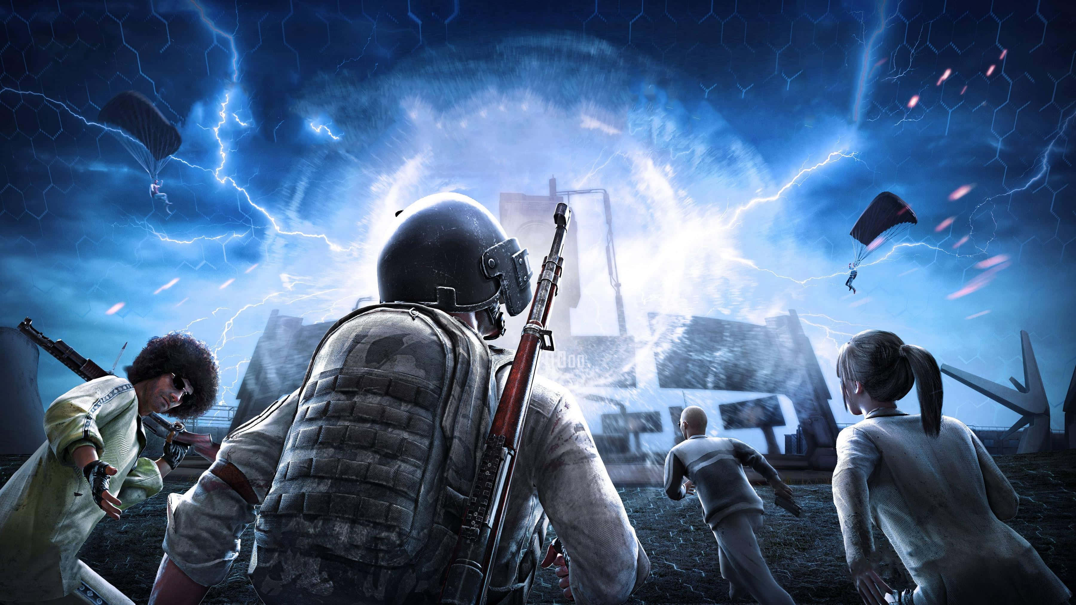 Pubg New State, blue portal, tactical gear, 2K Desktop Wallpaper