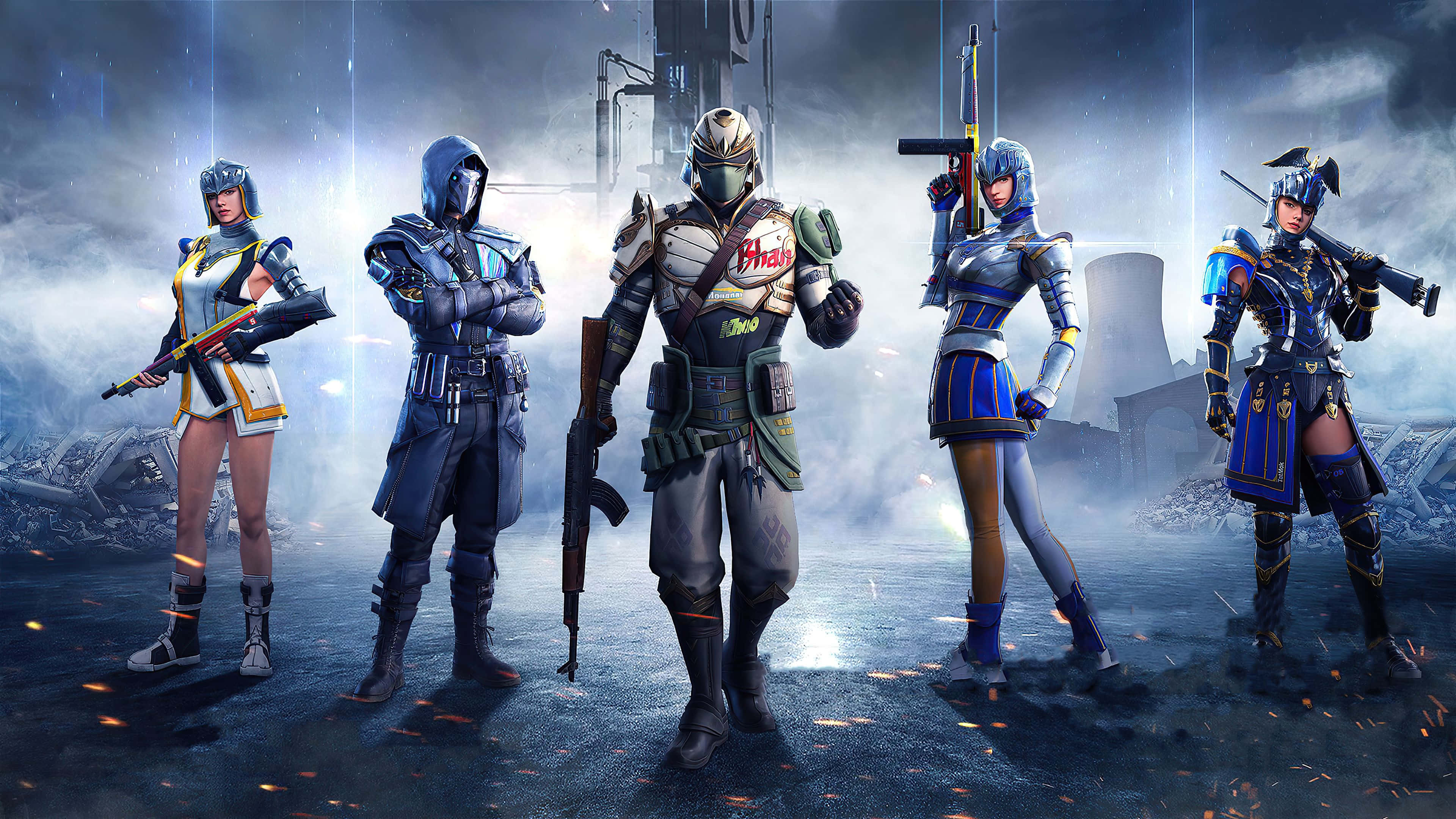 PUBG New State, armored futuristic warriors, ruined urban battlefield, 4K Desktop Wallpaper