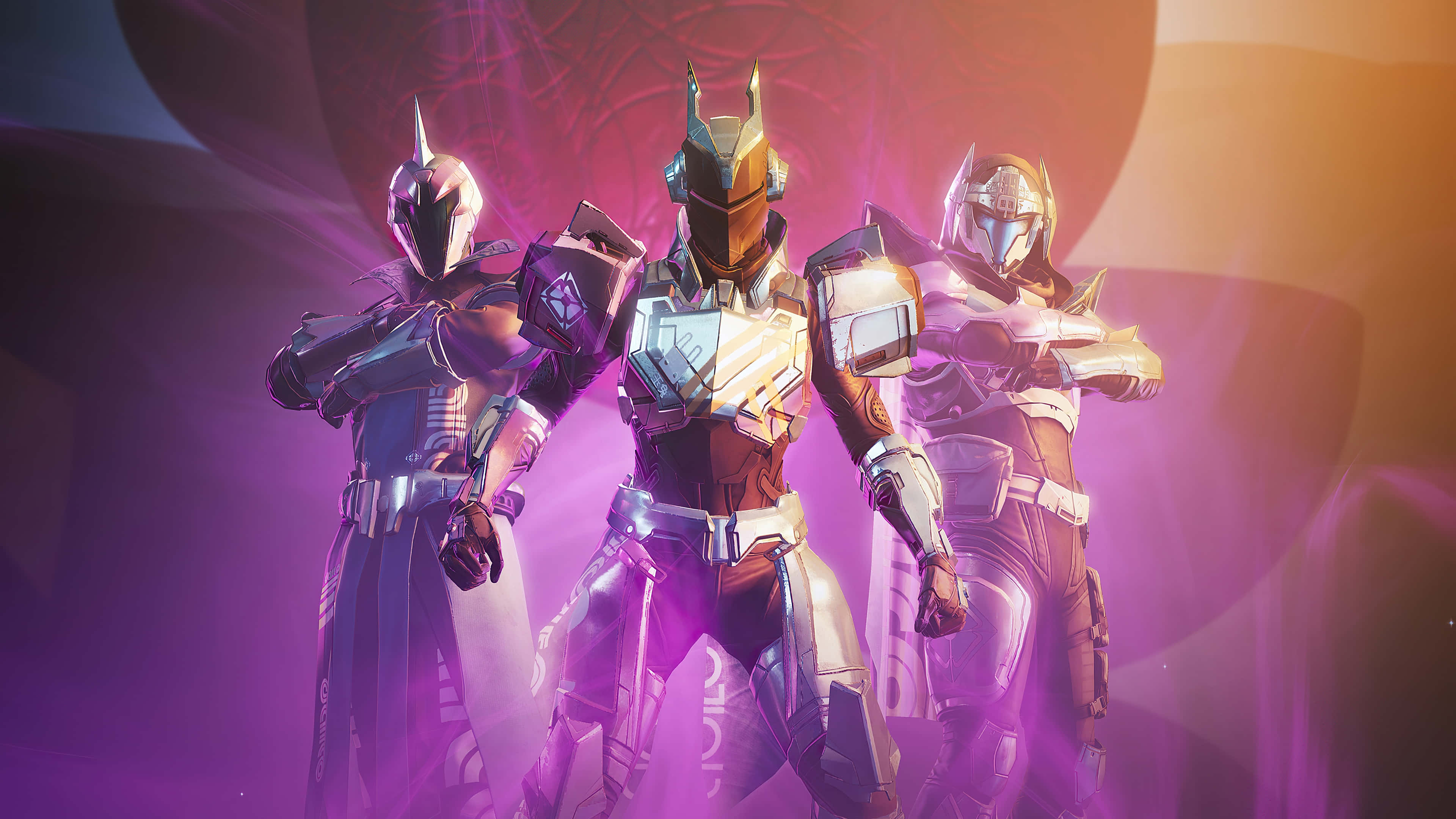 Pubg Season 17, futuristic warriors, glowing purple and orange cosmic backdrop, 4K Desktop Wallpaper