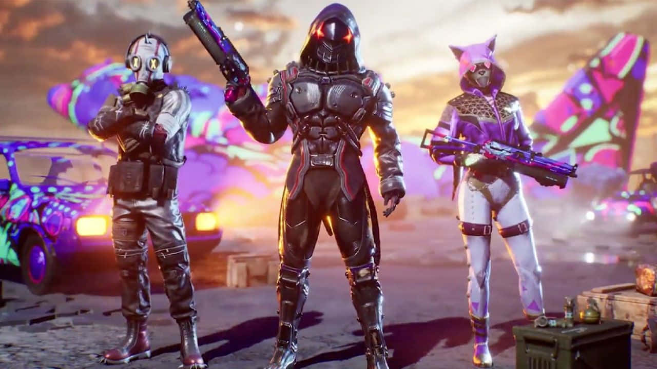 Pubg Season 17, neon-drenched sci-fi wasteland, glowing weapons, HD Desktop Wallpaper