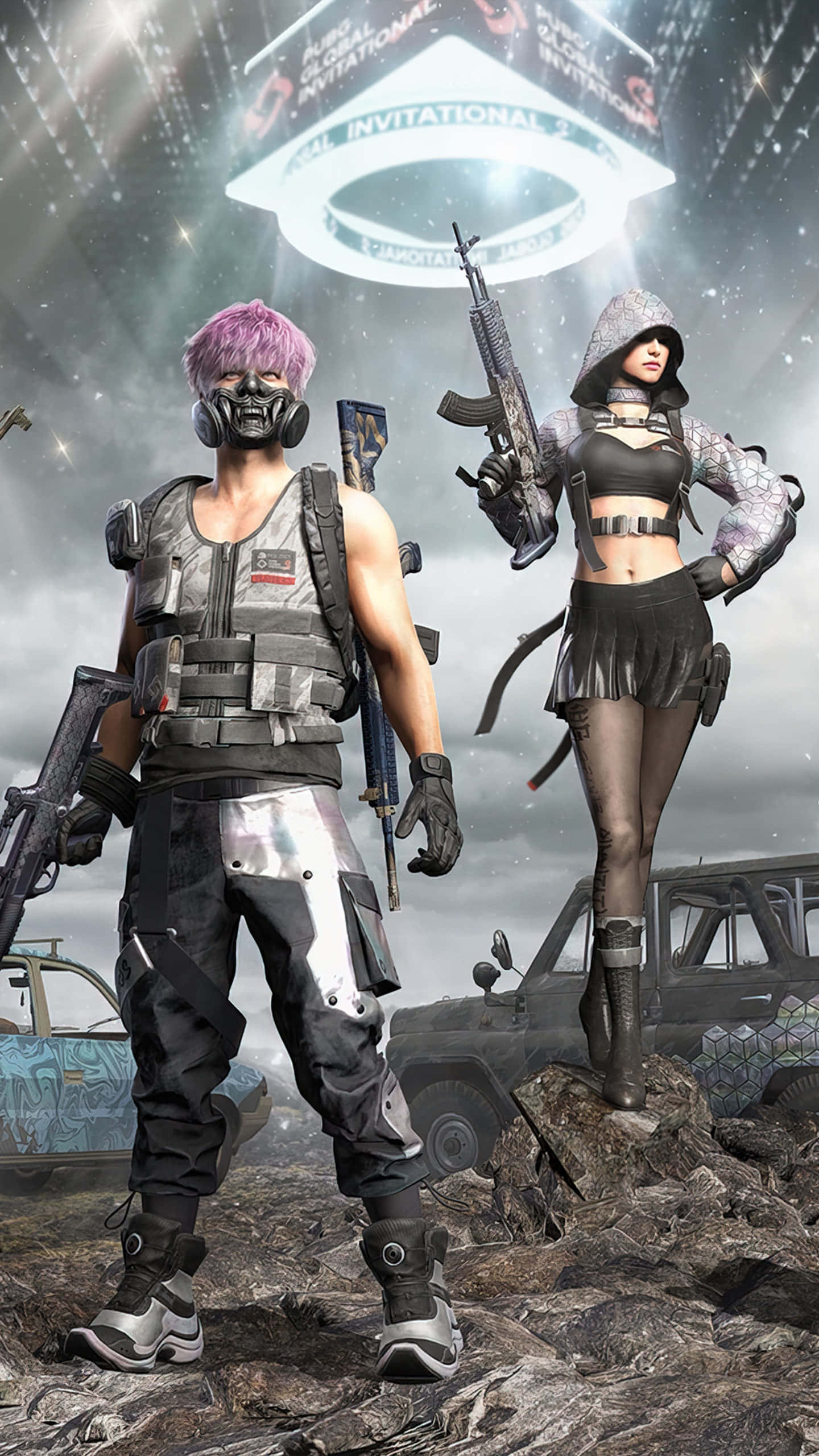PUBG Season 17, tactical gear, rocky terrain, 2K Phone Wallpaper