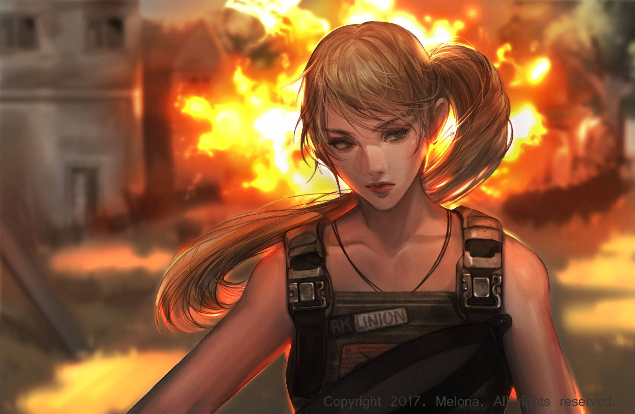 PUBG Season 3, anime girl, blonde pigtails, Full HD Desktop Wallpaper