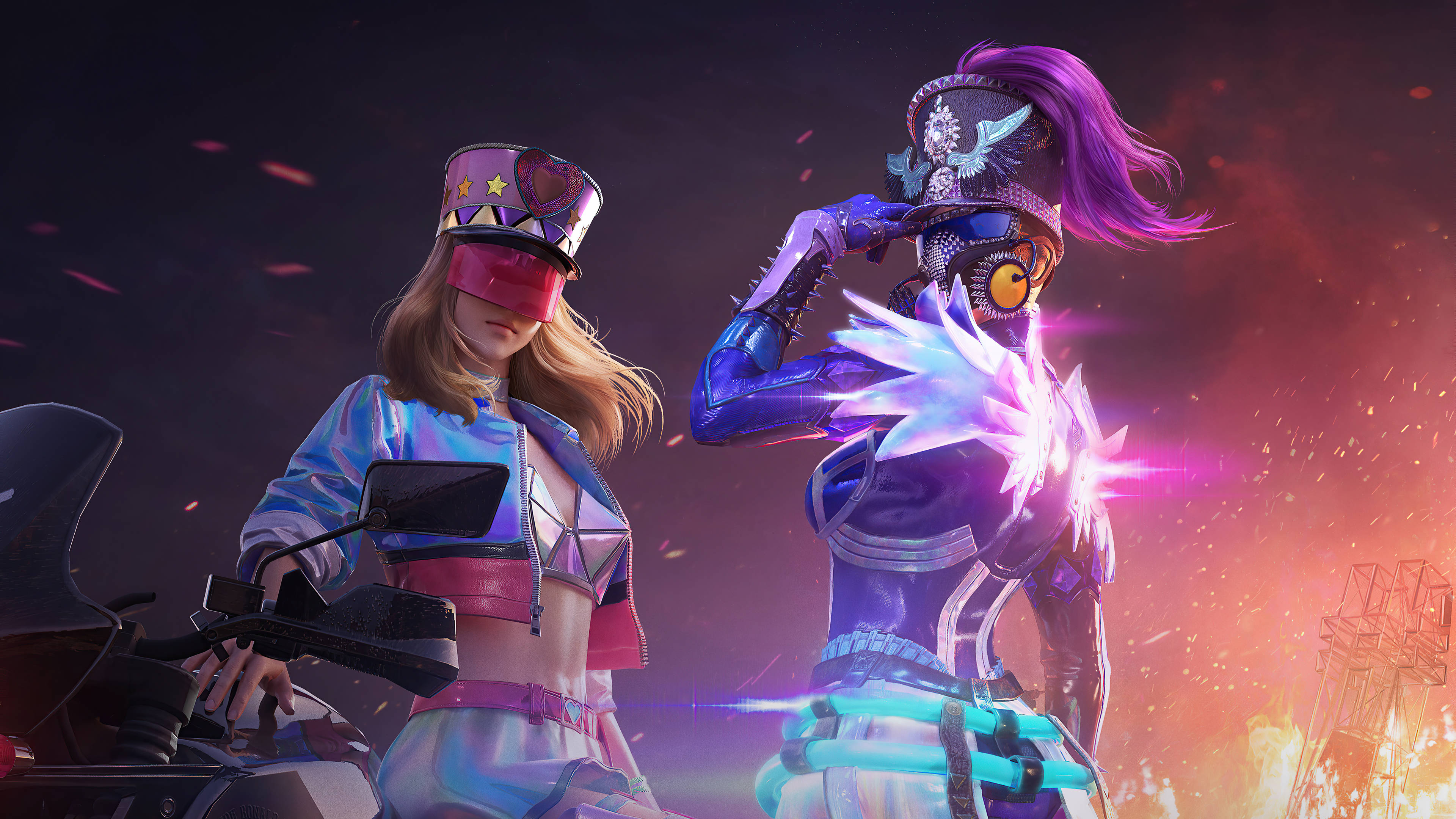 PUBG Squad, dazzling youth, violet halo, 4K Desktop Wallpaper