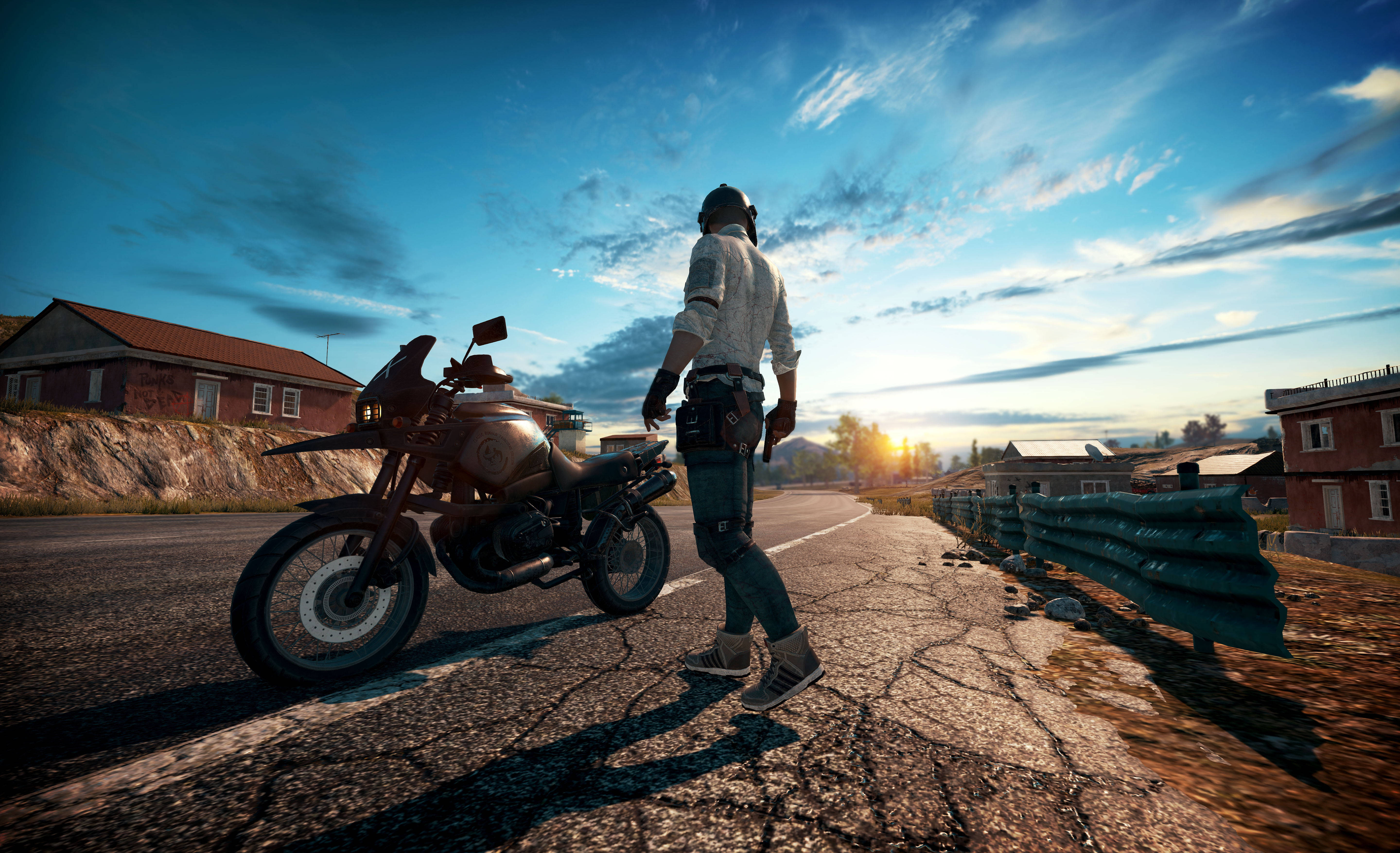 PUBG 2020, motorbike, cracked road, 5K Desktop Wallpaper