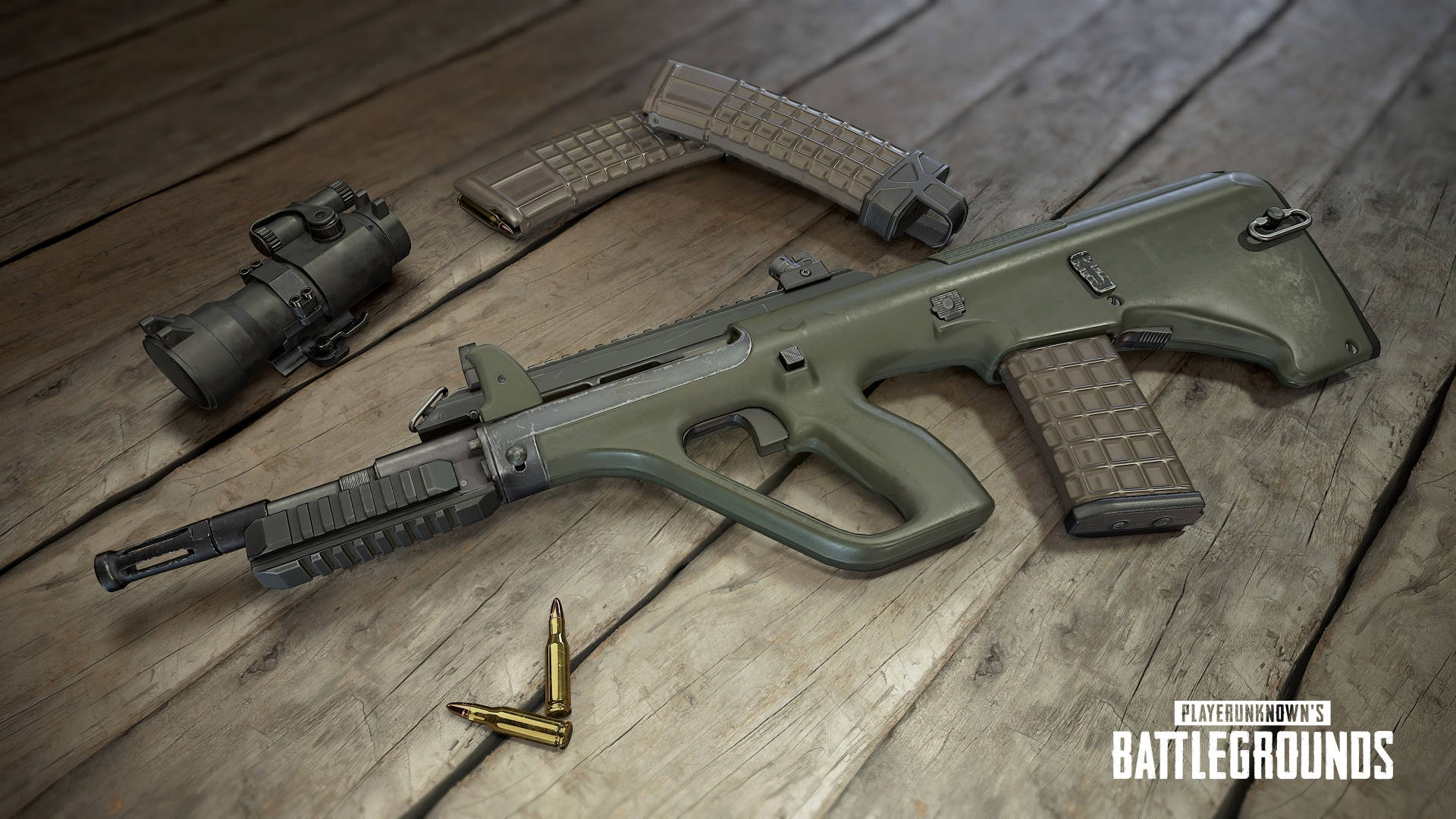 PUBG, assault rifle, scope, Full HD Desktop Wallpaper