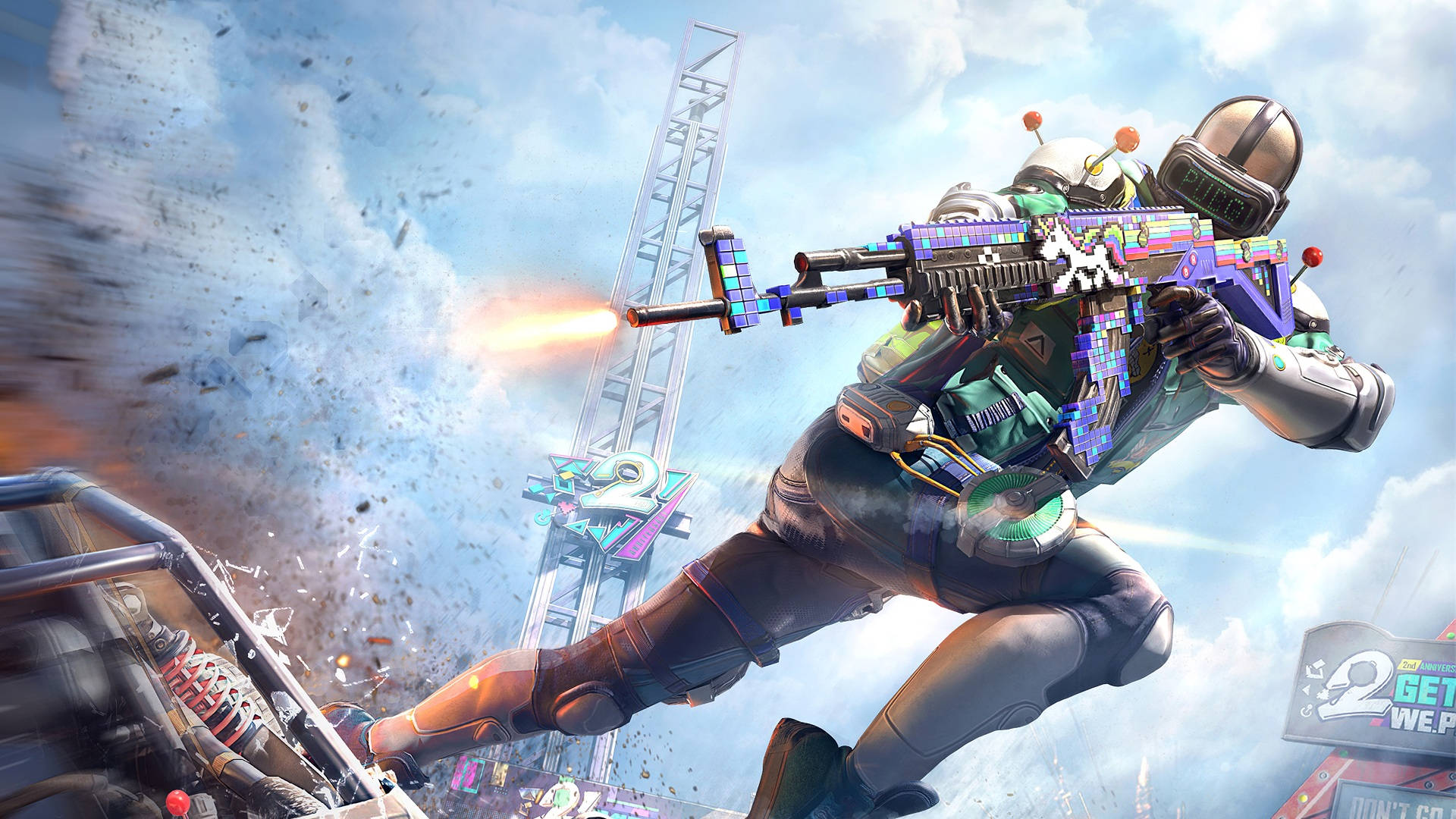 PUBG Thumbnail, unicorn gun, pixel-art soldier, Full HD Desktop Wallpaper