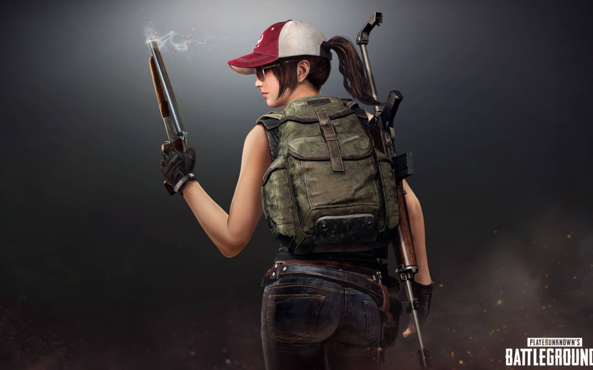 PUBG, girl with cap, red and white cap, Full HD Desktop Wallpaper