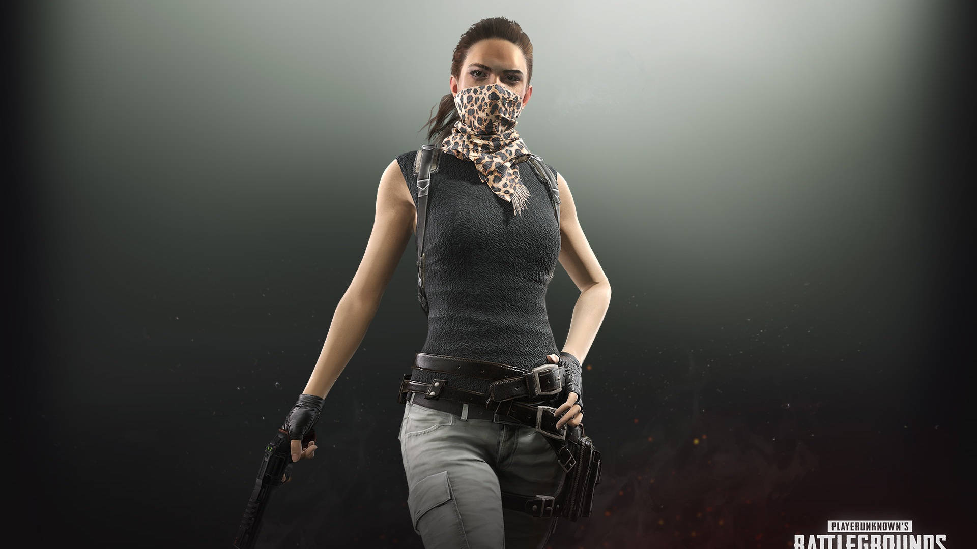 PUBG Thumbnail, leopard-masked girl, tactical gear, Full HD Desktop Wallpaper