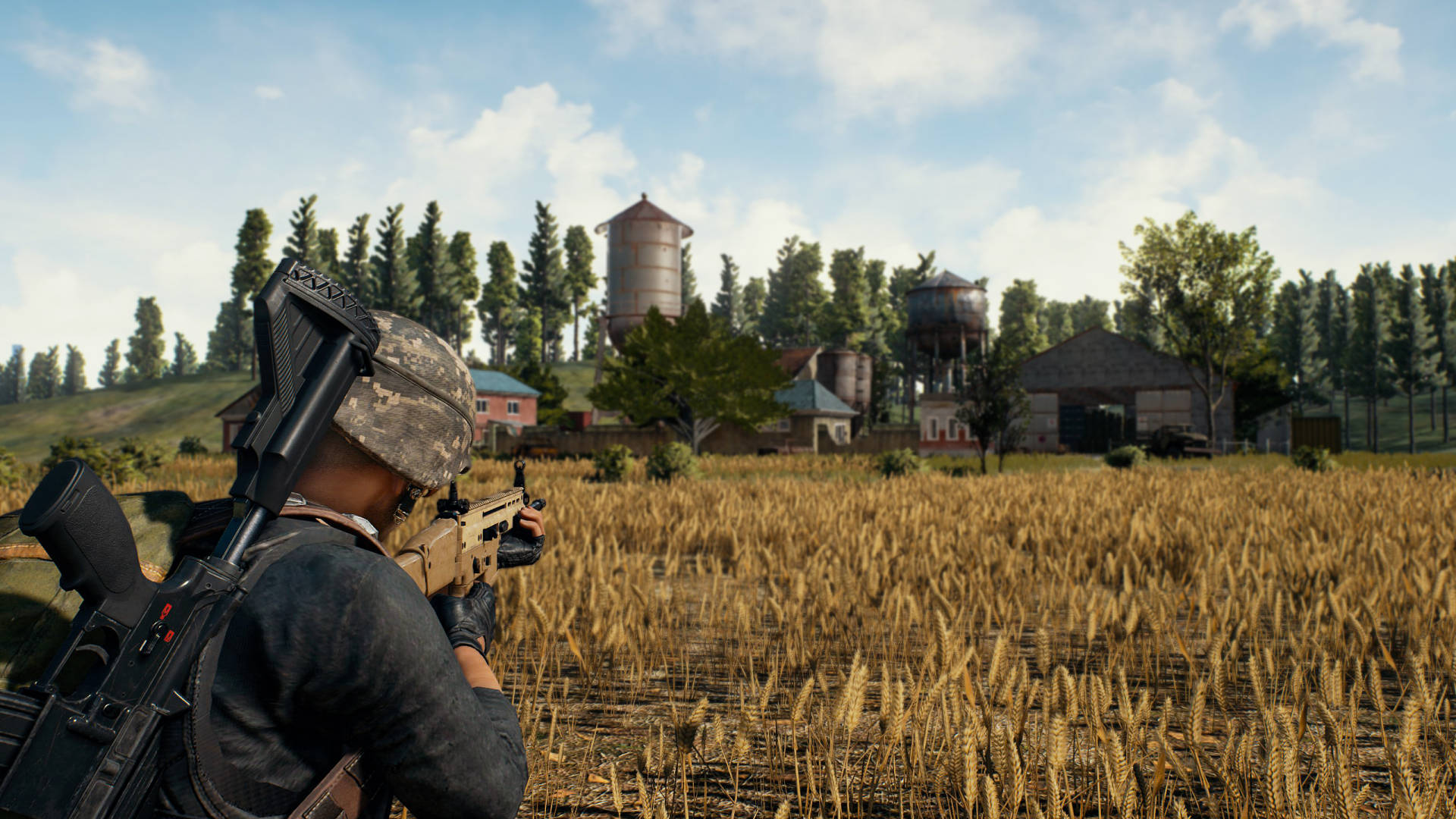 PUBG Thumbnail, camo cap guy, rifle, Full HD Desktop Wallpaper