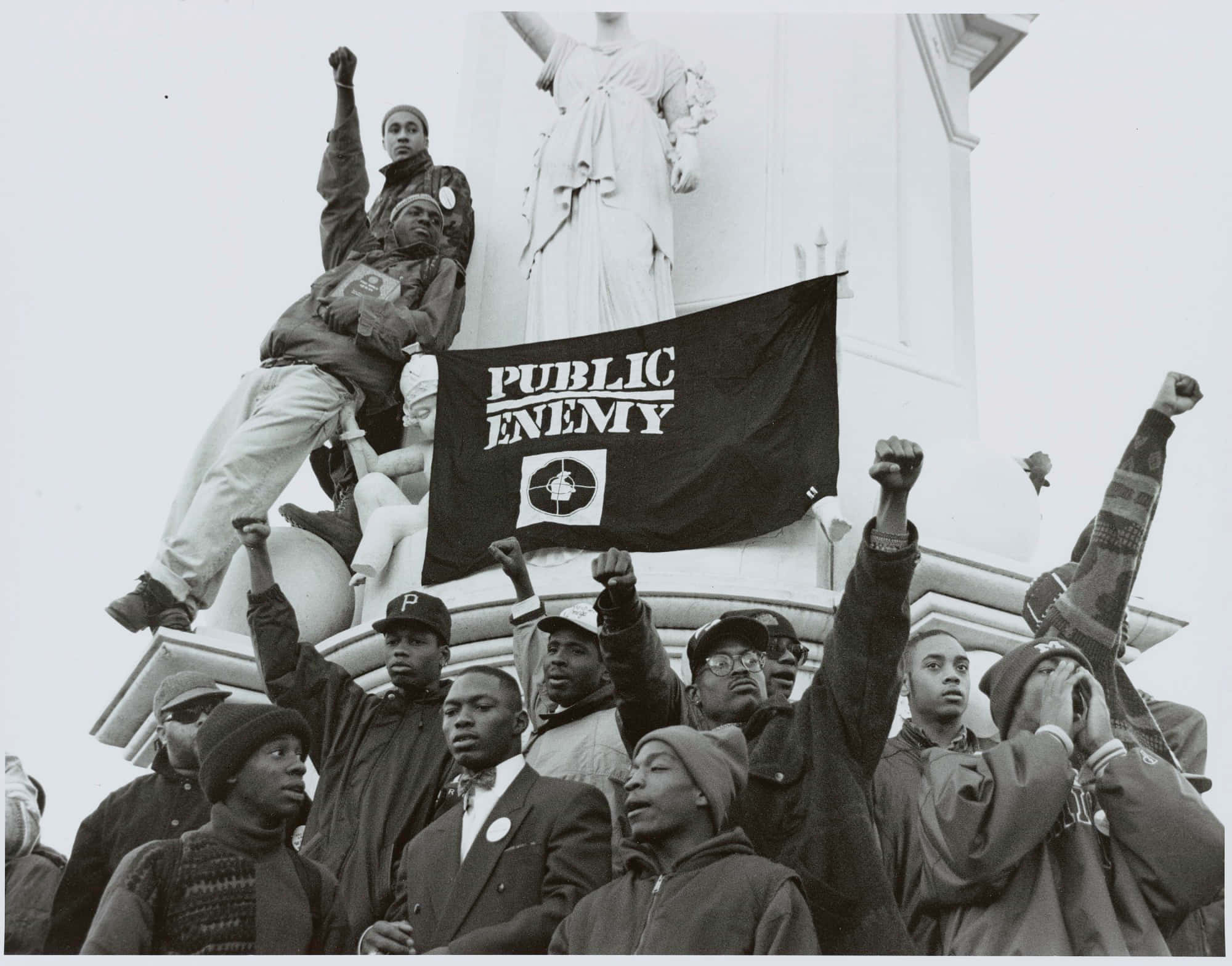 Public Enemy, monument, fists raised, Full HD Desktop Wallpaper