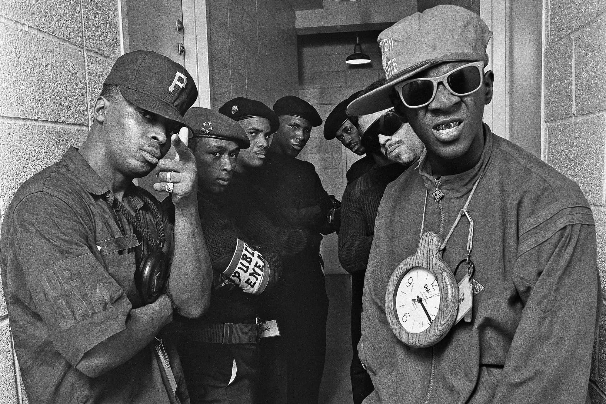Public Enemy, black and white photo, group of men, Full HD Desktop Wallpaper