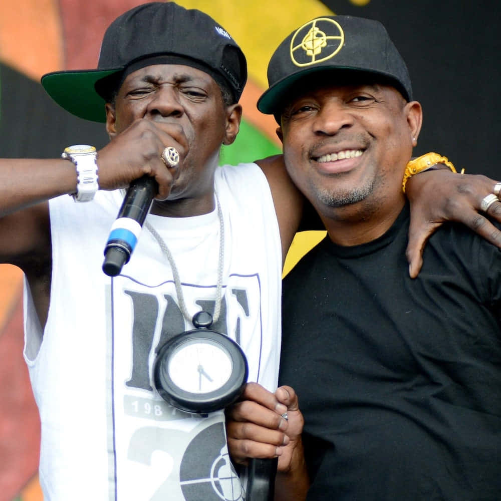 Public Enemy, caps, rapping into a mic, SD Desktop Wallpaper