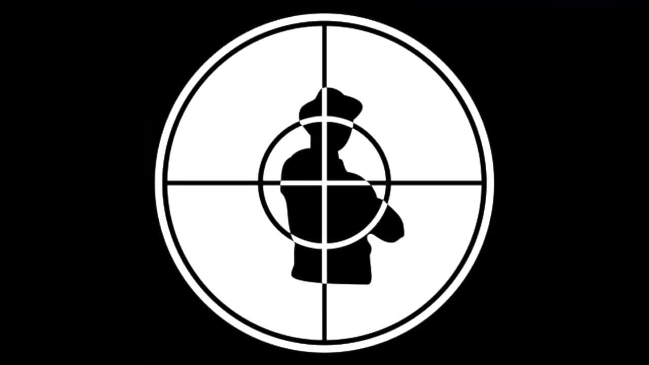 Public Enemy, sniper scope reticle, black and white silhouette, HD Desktop Wallpaper