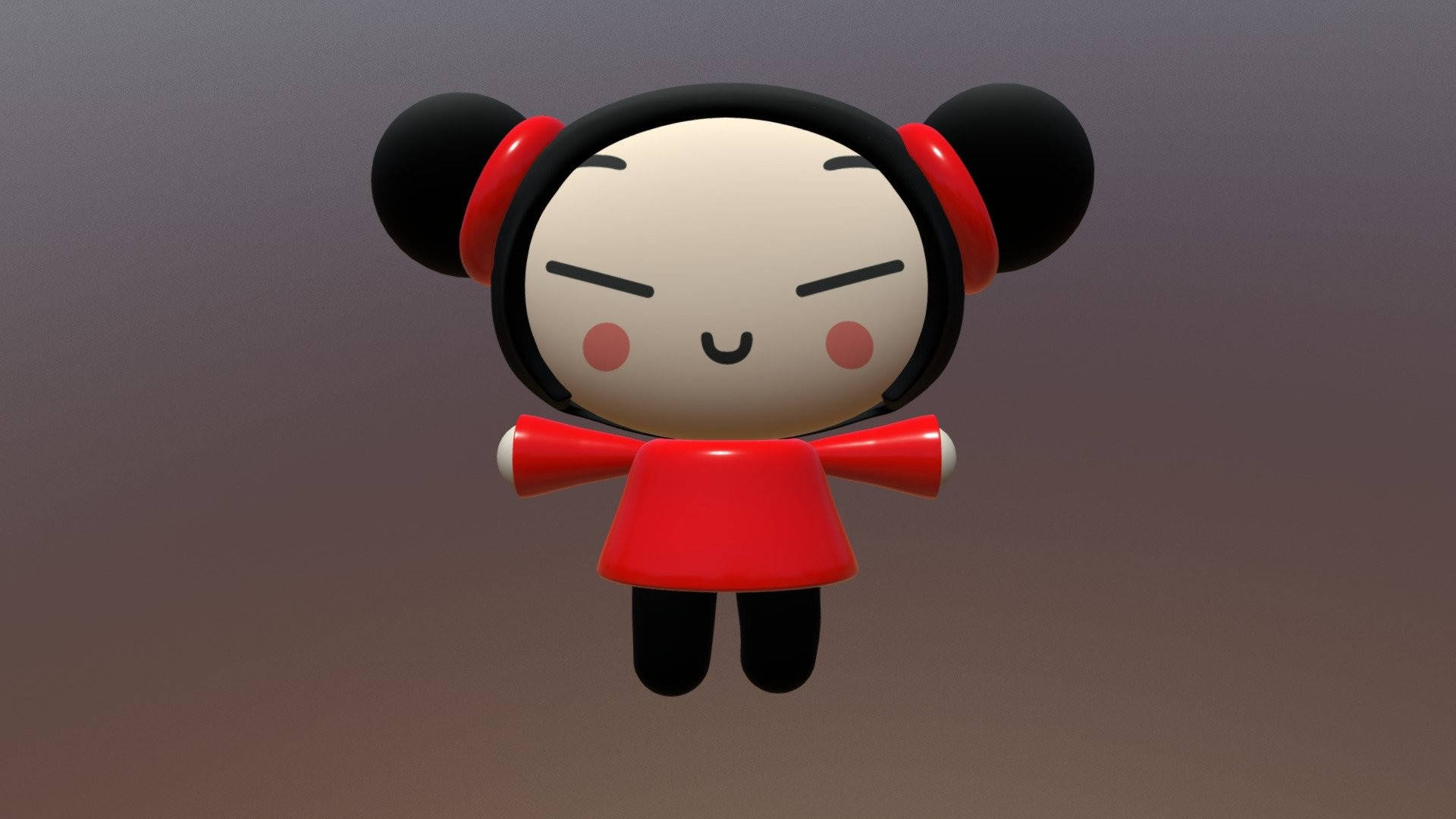 Pucca, black pigtails, red dress, Full HD Desktop Wallpaper