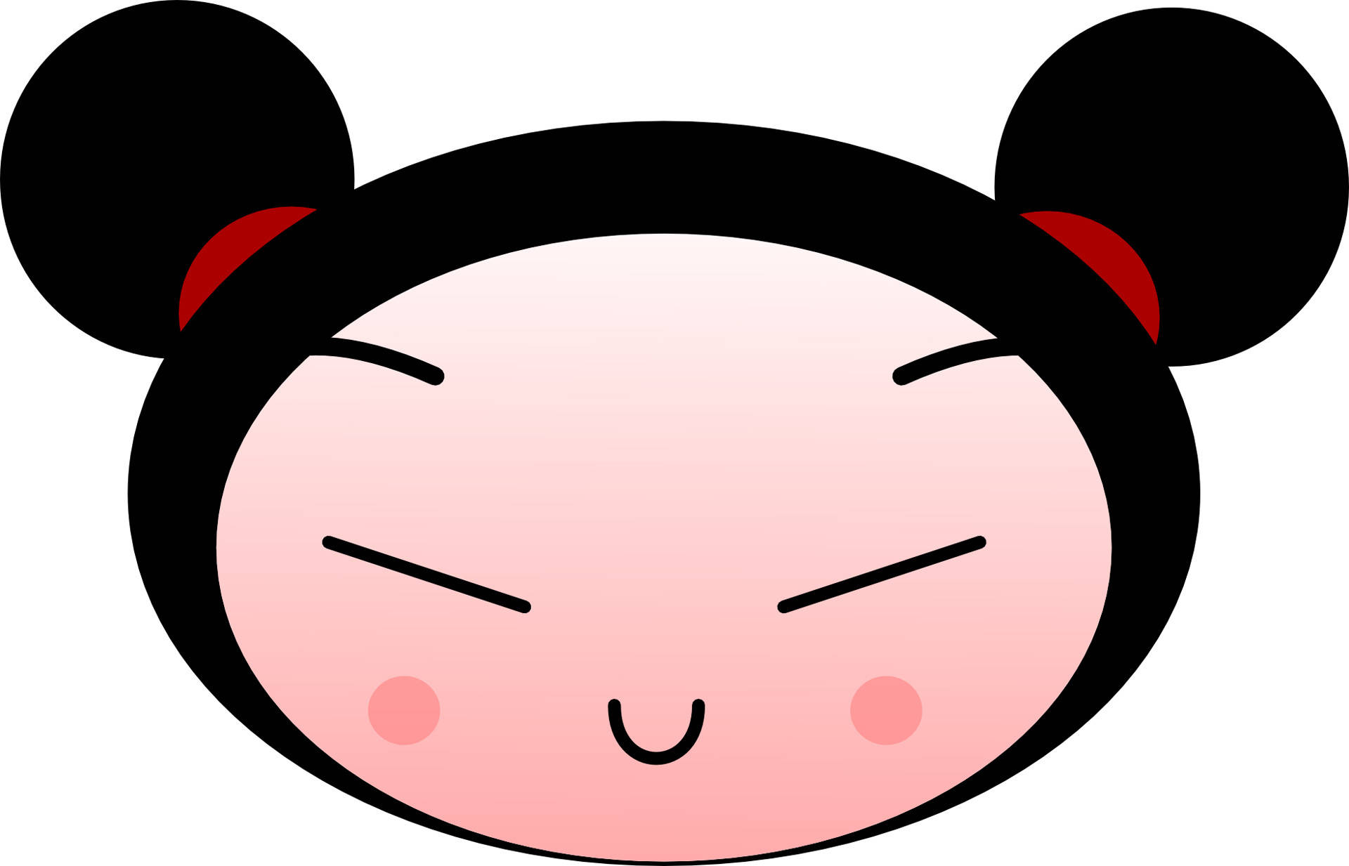 Pucca, black pigtails, smug smile, Full HD Desktop Wallpaper