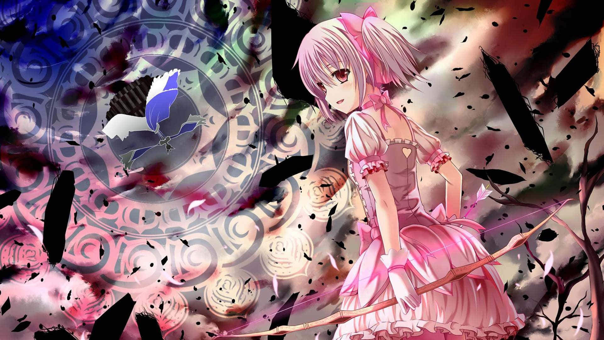 Puella Magi Madoka Magica, pink-haired anime girl, frilly dress, Full HD Desktop Wallpaper