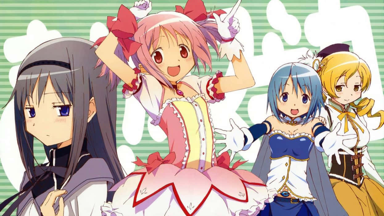 Puella Magi Madoka Magica, magical girls, colorful costumes, SD Desktop Wallpaper