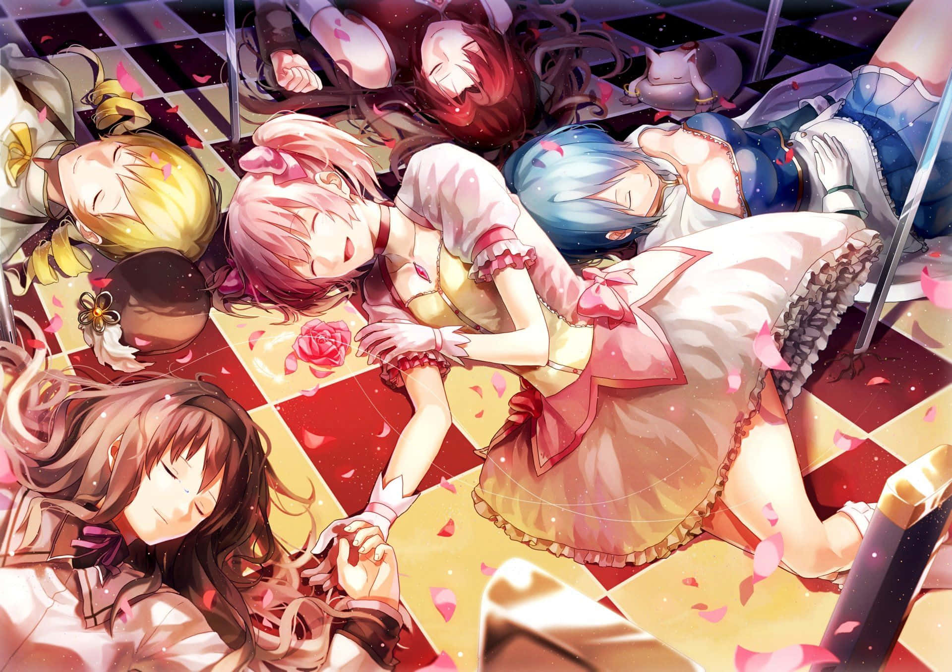 Puella Magi Madoka Magica, anime girls, school uniforms, Full HD Desktop Wallpaper