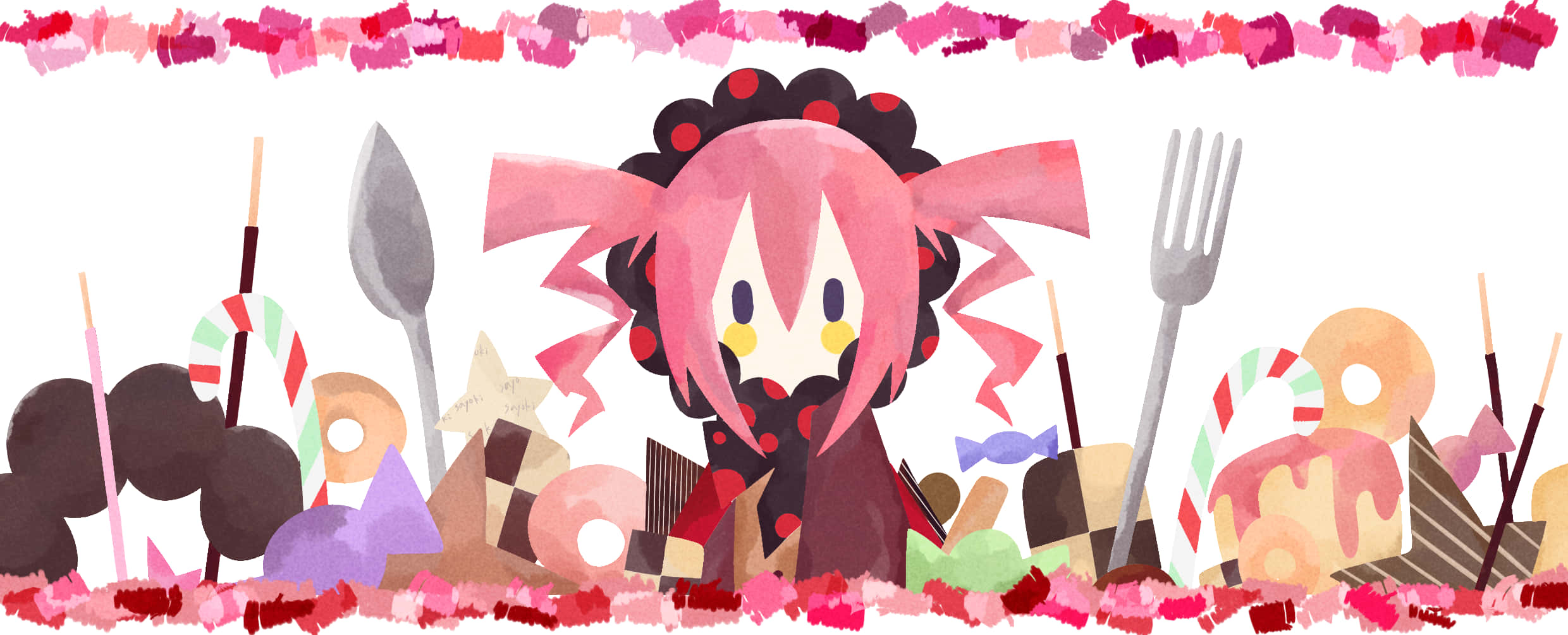 Puella magi madoka magica, pink-haired anime girl, polka-dot hair, Full HD Desktop Wallpaper