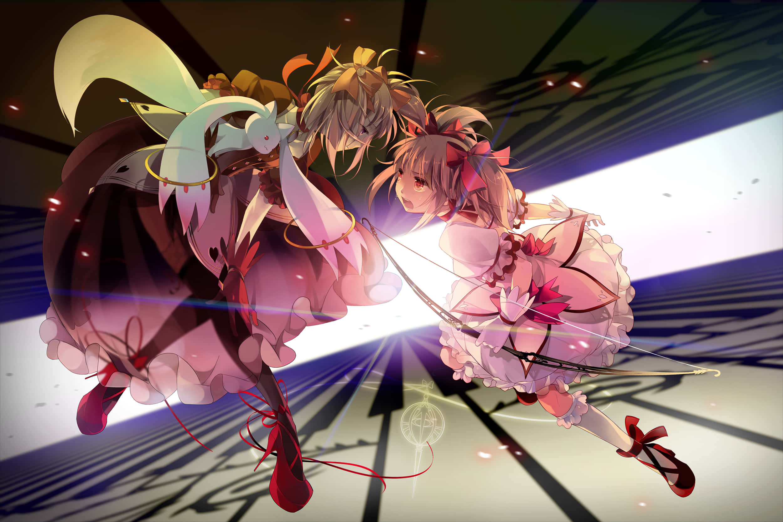 Puella magi madoka magica, anime girls, elaborate dresses, Full HD Desktop Wallpaper