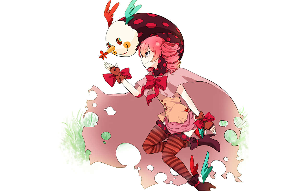 Puella magi madoka magica, pink-haired anime girl, polka-dot hat, HD Desktop Wallpaper