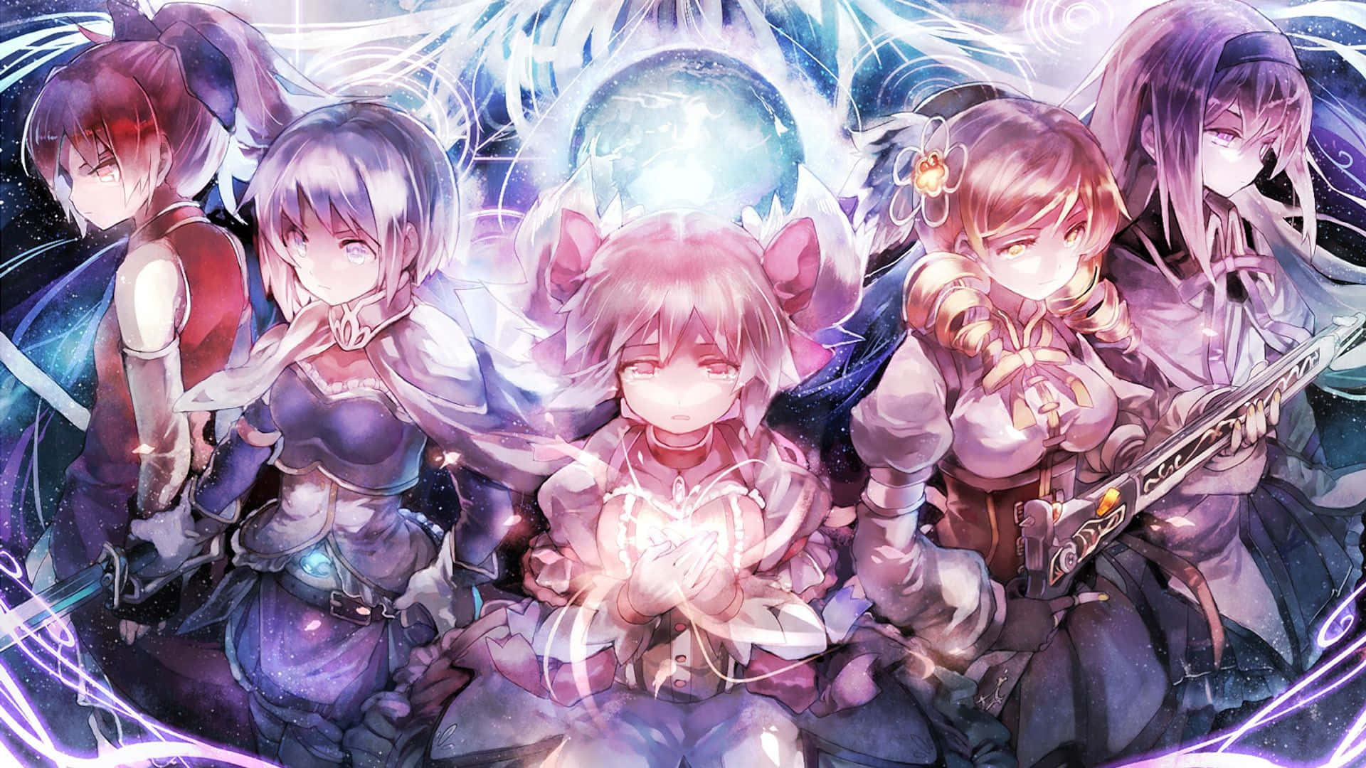 Puella magi madoka magica, glowing magic, cosmic energy, Full HD Desktop Wallpaper