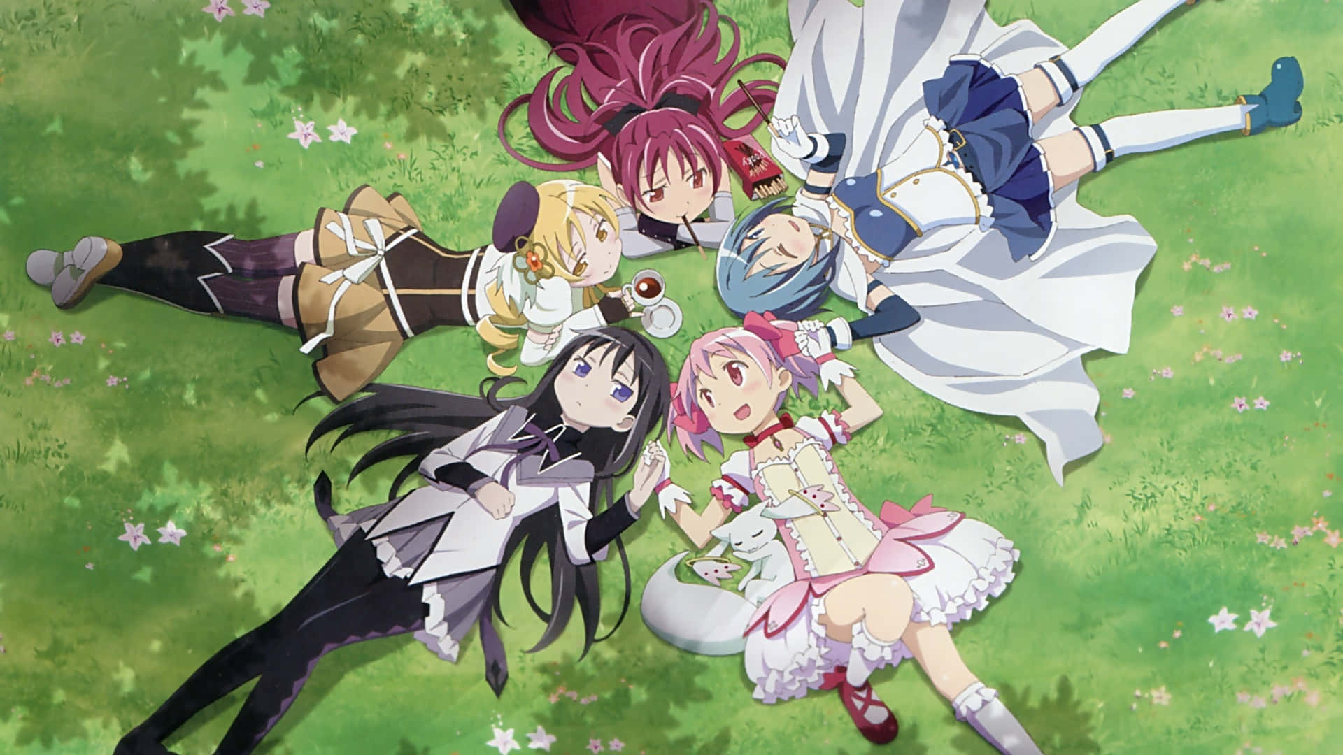 Puella magi madoka magica, anime girls, colorful outfits, Full HD Desktop Wallpaper