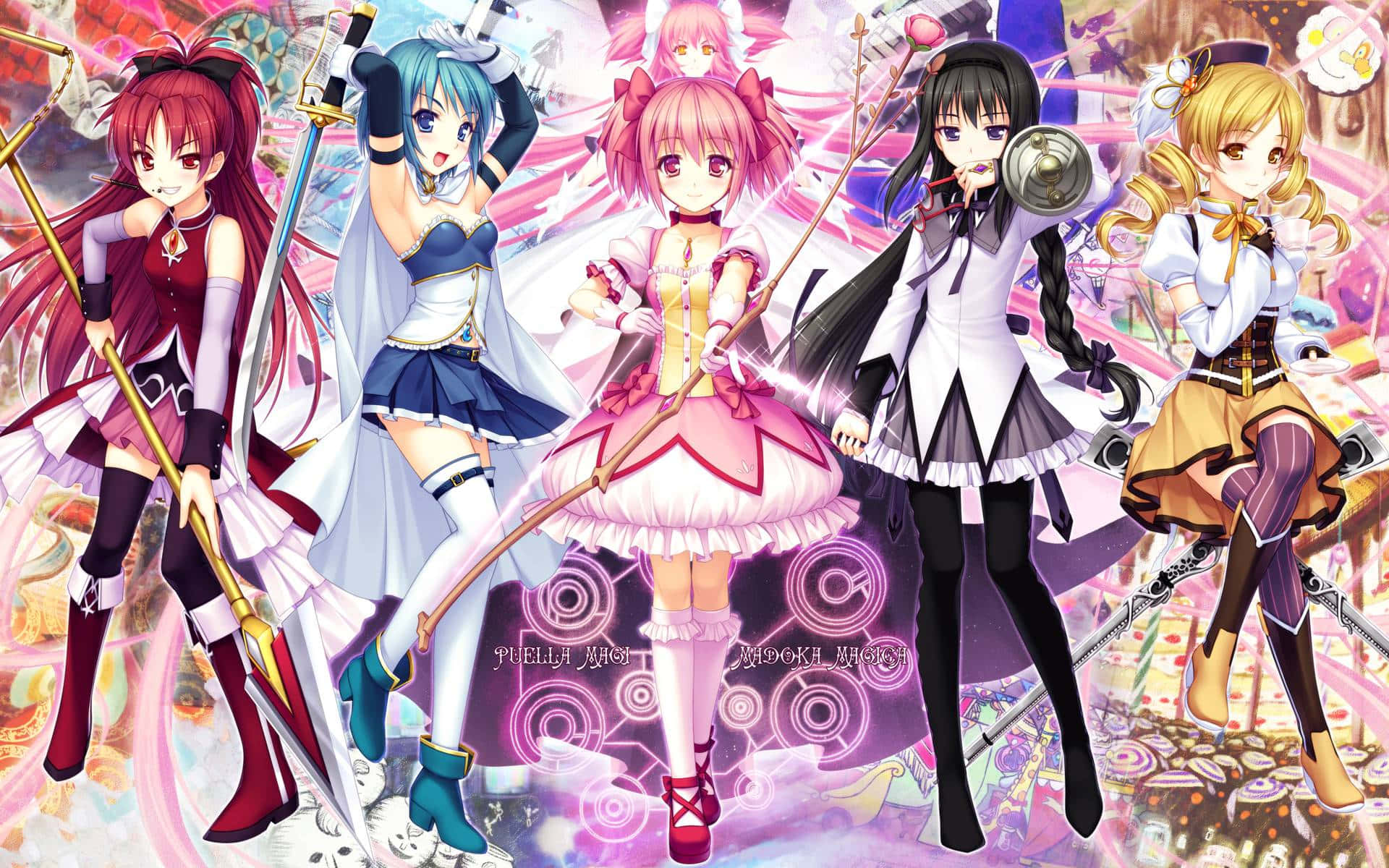 Puella Magi Madoka Magica, pink, purple, Full HD Desktop Wallpaper
