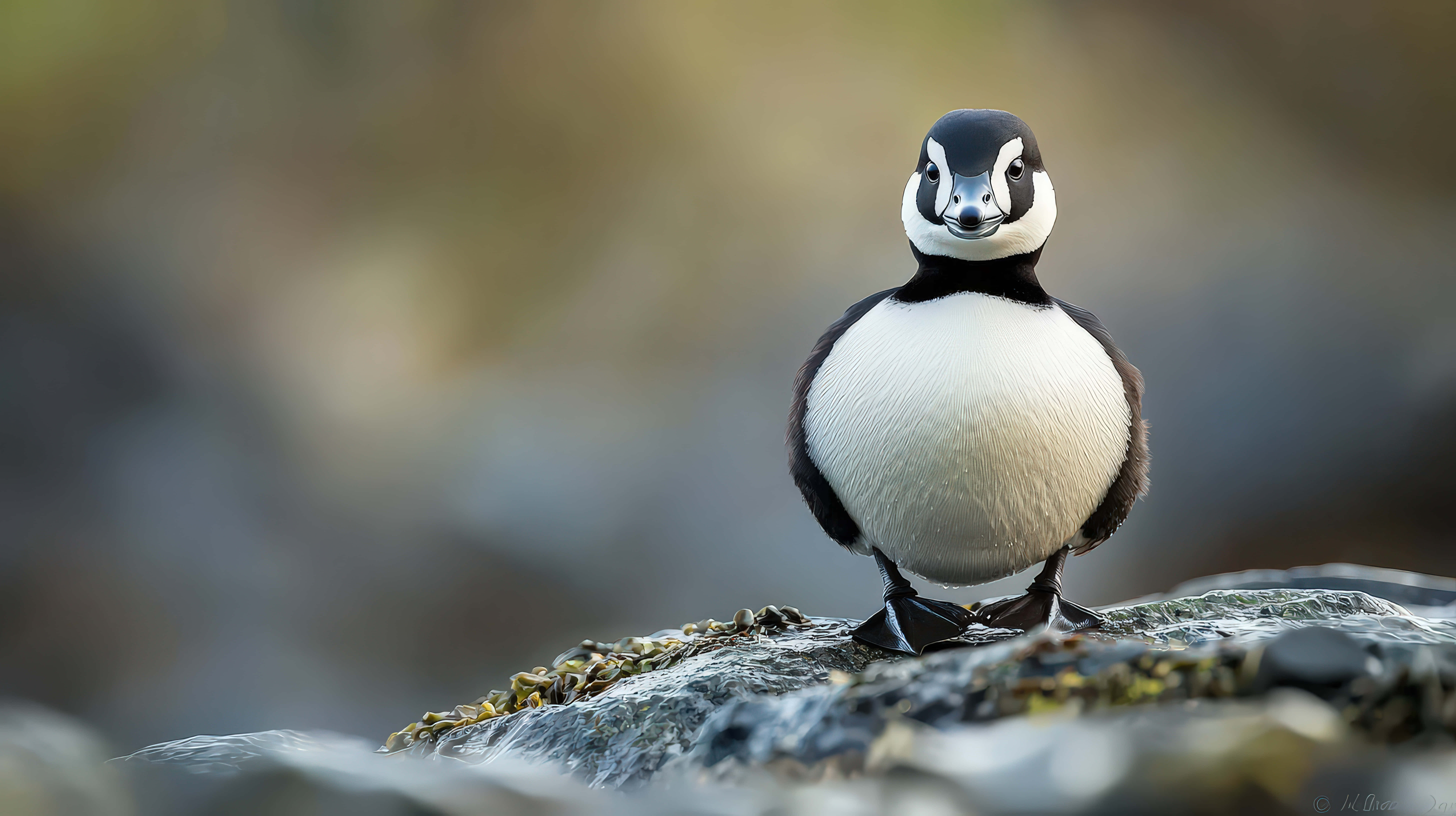 puffin, black and white feathers, rocky shoreline, 8K Desktop Wallpaper