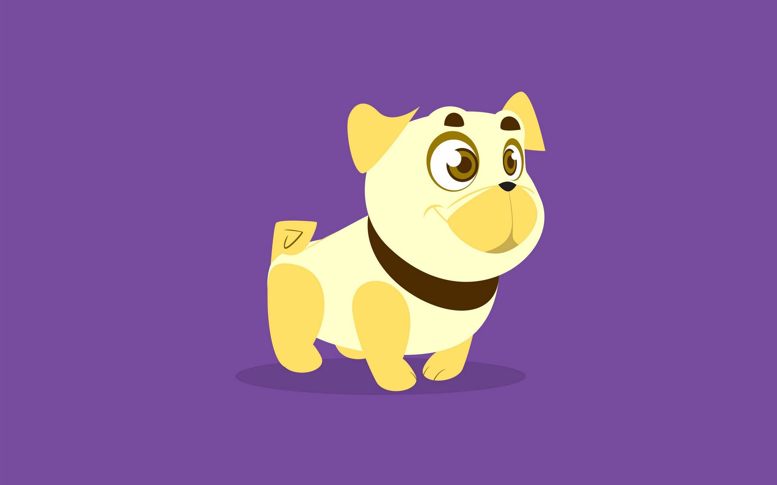 cute cartoon pug, big eyes, brown collar, 2K Desktop Wallpaper