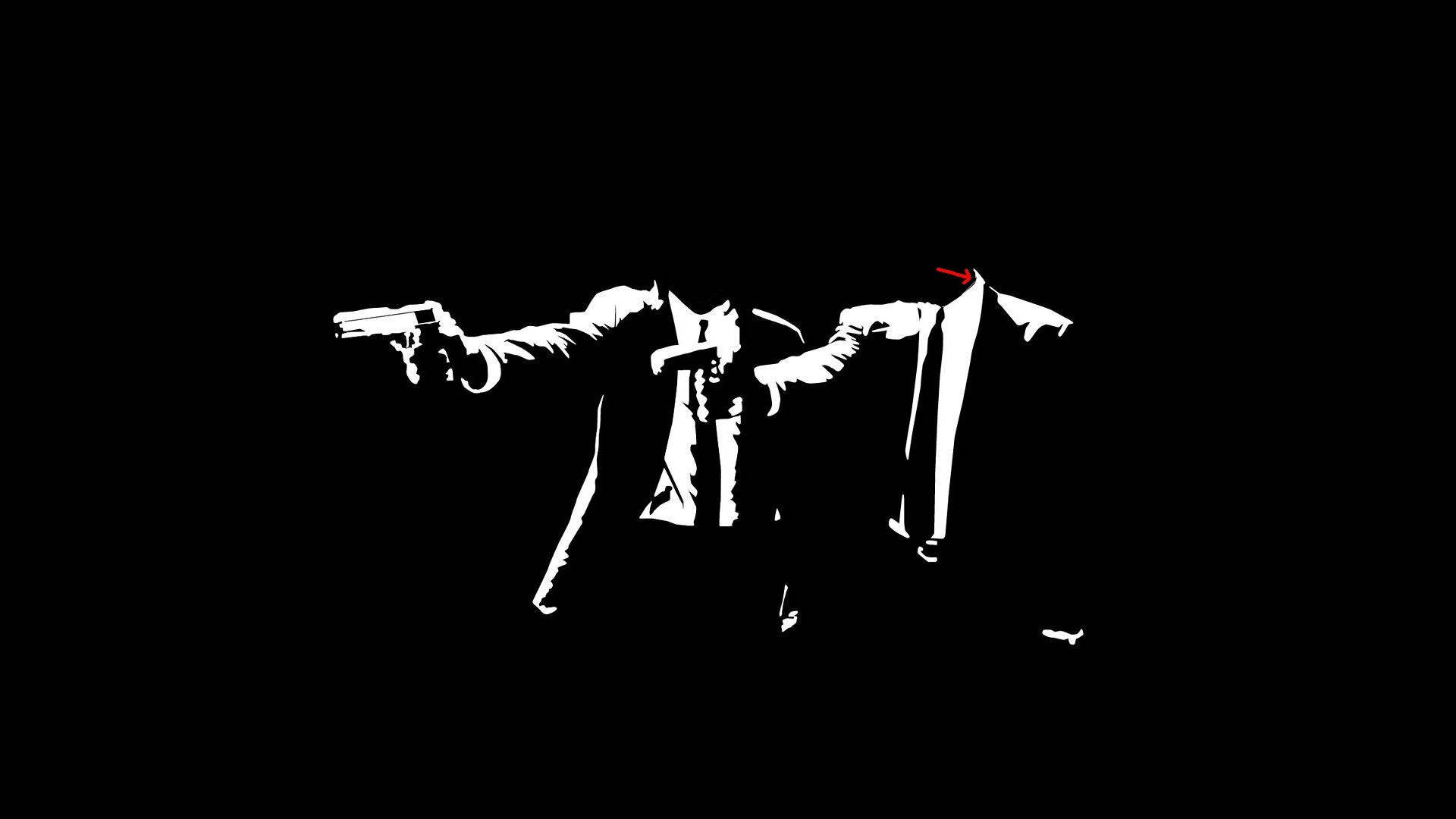 Pulp Fiction, black and white suit, white silhouette, Full HD Desktop Wallpaper