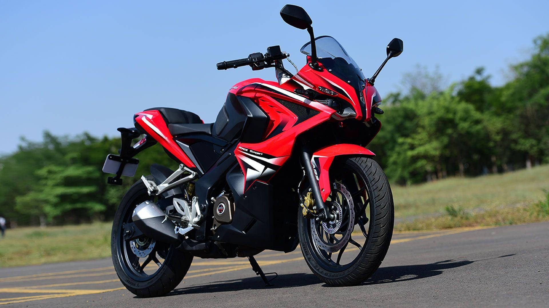Pulsar RS200, red and black, asphalt road, Full HD Desktop Wallpaper