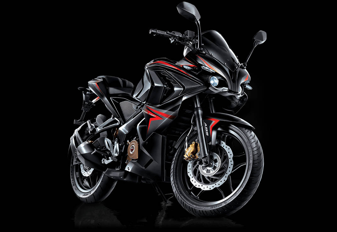 Pulsar RS200, black sport motorcycle, red accents, SD Desktop Wallpaper