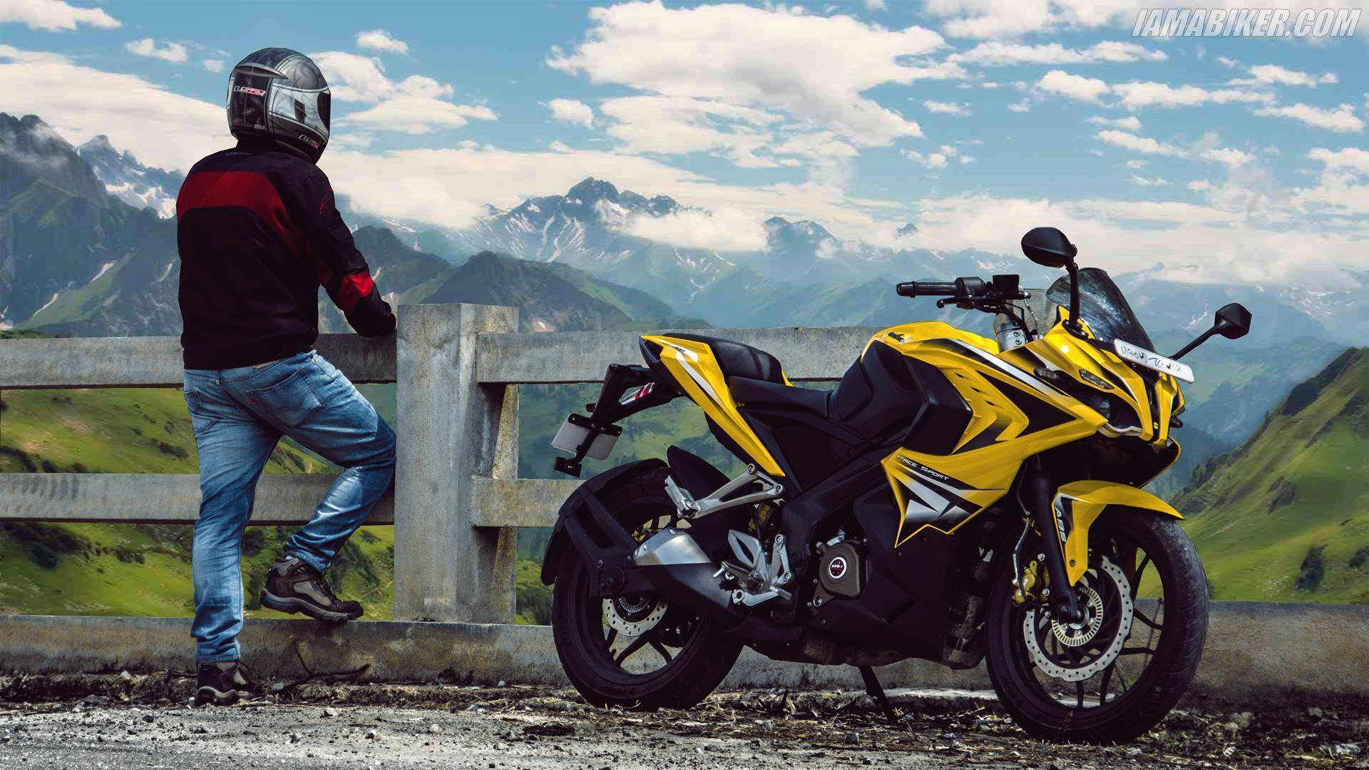 Pulsar RS200, yellow, snow-capped mountains, Full HD Desktop Wallpaper