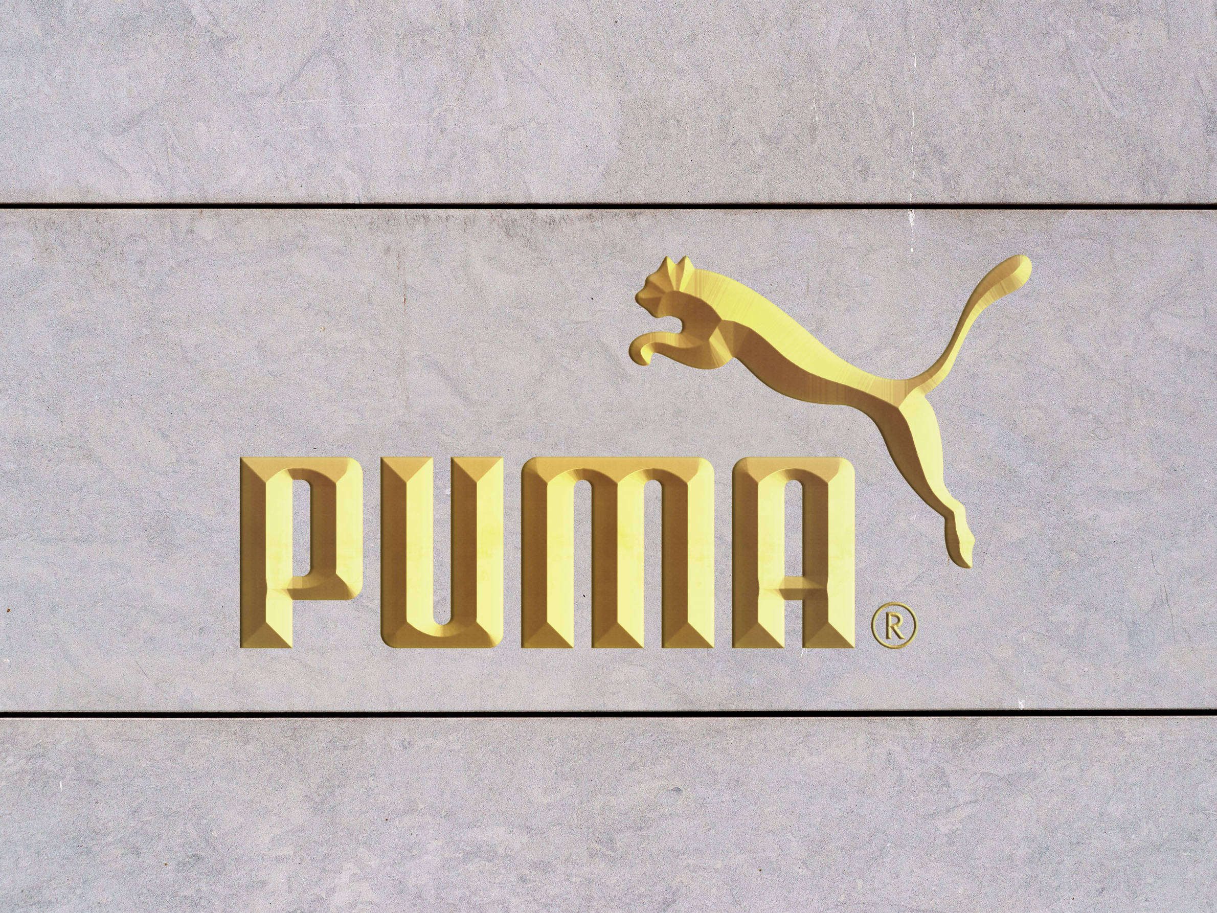 Cool Gold Puma, Golden Puma logo, leaping cat emblem, Full HD Desktop Wallpaper