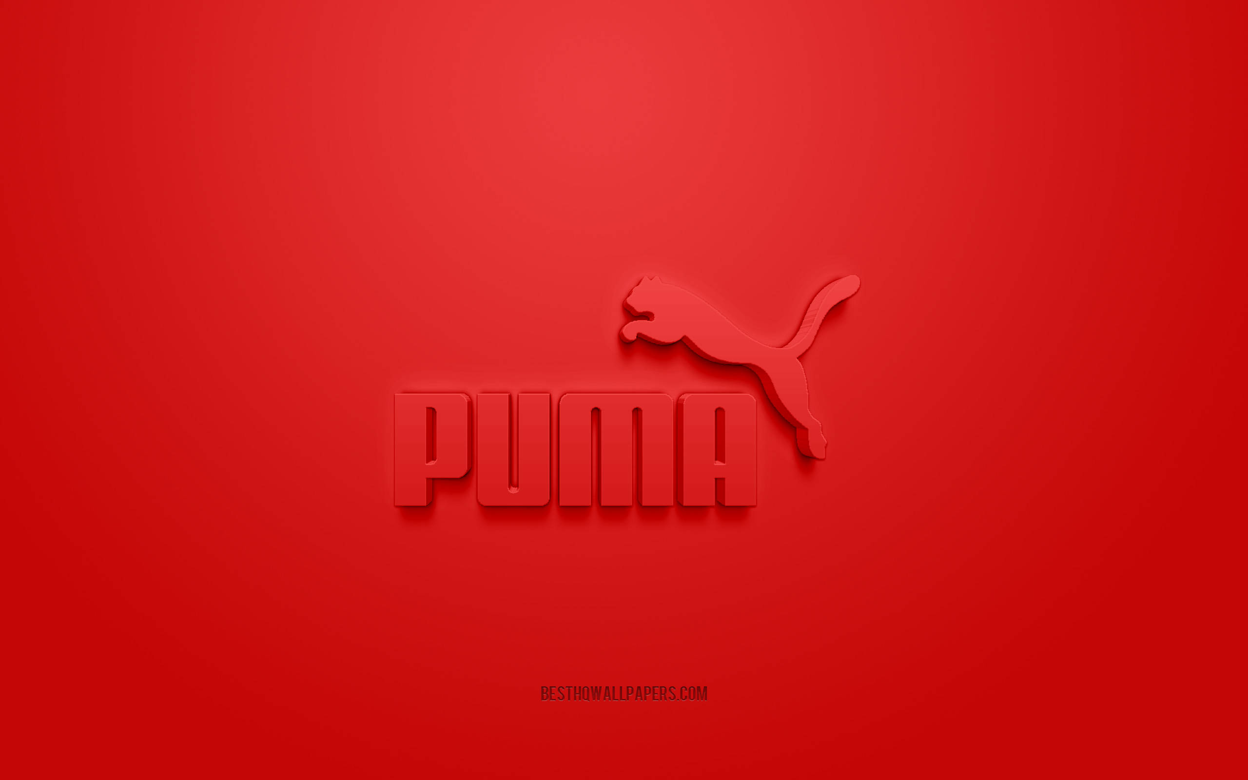 Puma, matte red, leaping cat silhouette, 2K Desktop Wallpaper