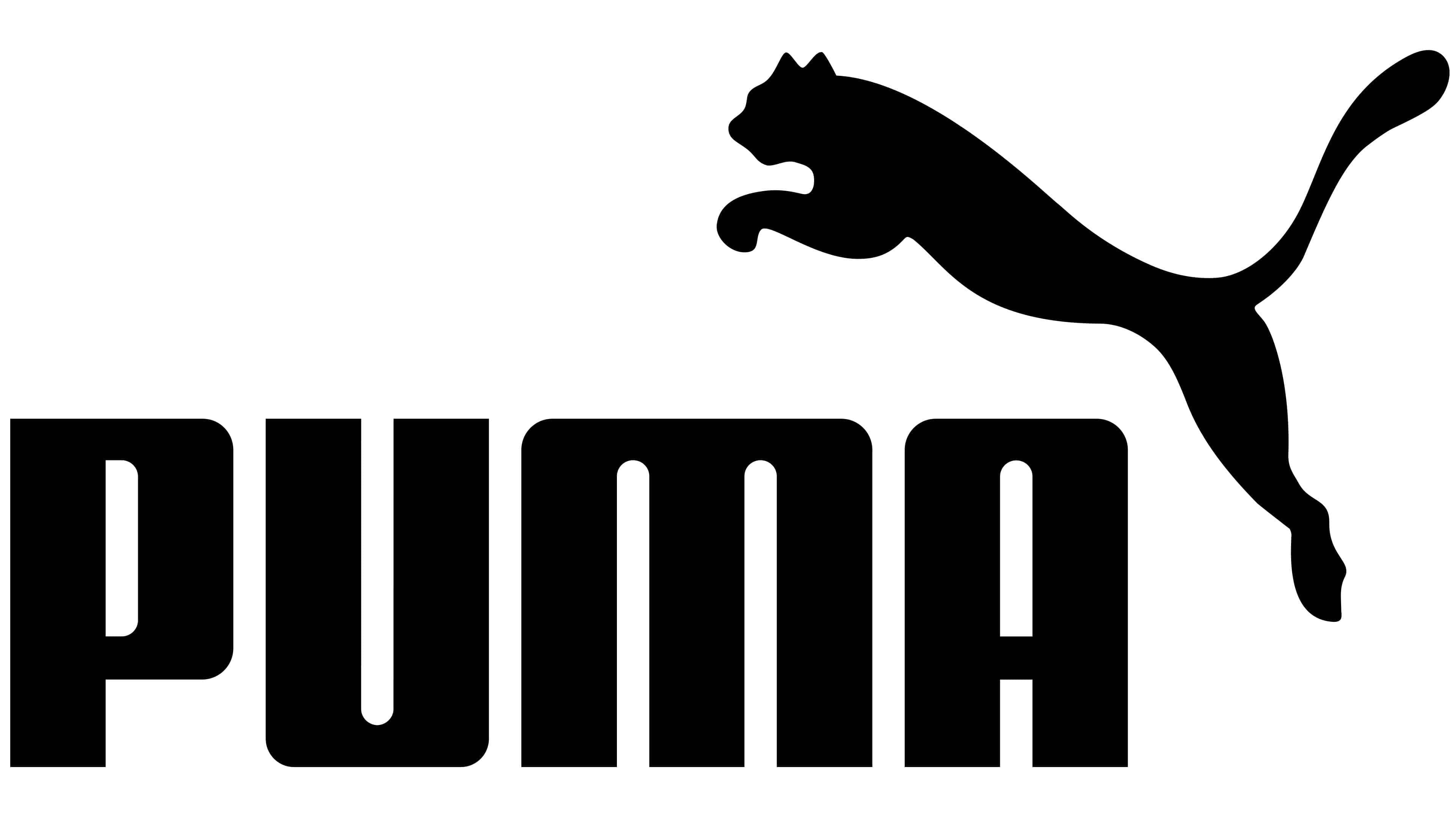 Puma, leaping cat silhouette, block letters, 4K Desktop Wallpaper