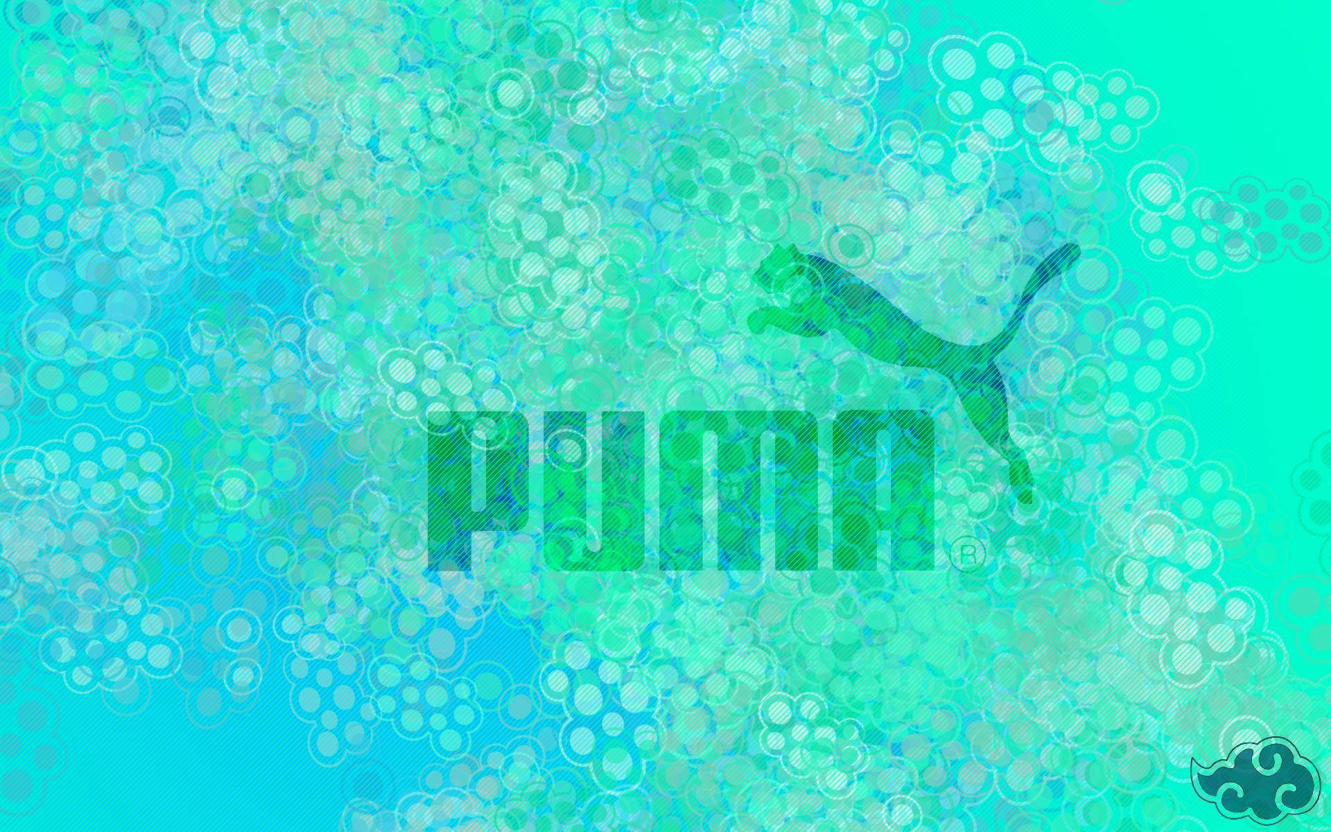 Puma, green Puma logo, leaping cat silhouette, Full HD Desktop Wallpaper