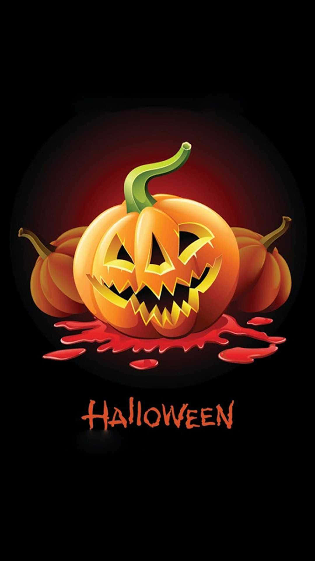 jack-o'-lantern, glowing, jagged teeth, Full HD Phone Wallpaper