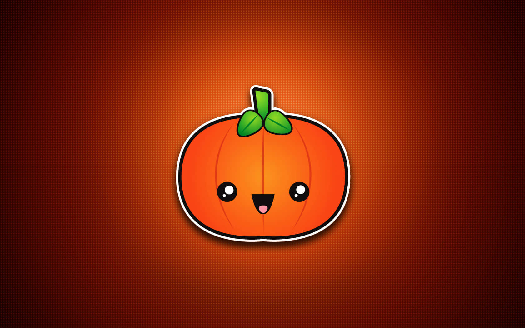 cute cartoon pumpkin, smiling face, green stem, HD Desktop Wallpaper
