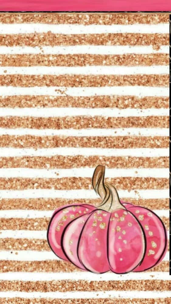 pink pumpkin, gold striped background, white and gold glitter stripes, SD Phone Wallpaper