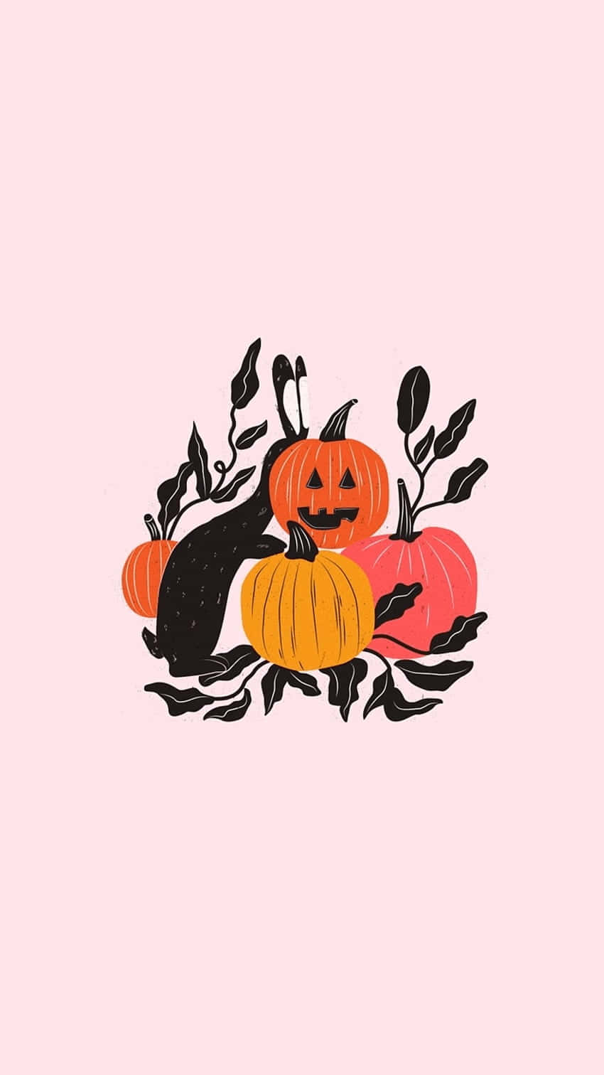 jack-o'-lantern rabbit, pumpkins, black leaves, HD Phone Wallpaper